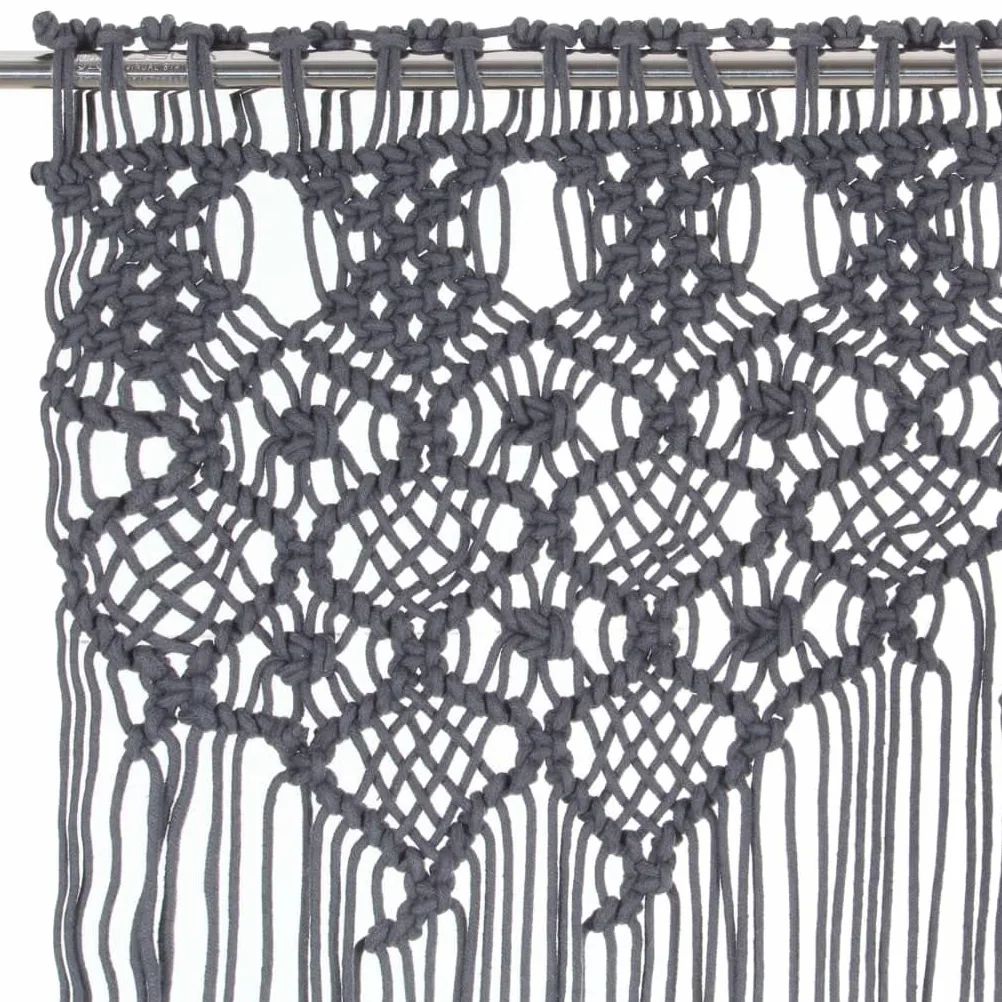 Rideau en macramé Anthracite 140x240 cm Coton Salon B | Thermique Isolant Lumiere et Anti Chaleur Rideau Fenêtre pour Chambre et Intérieur