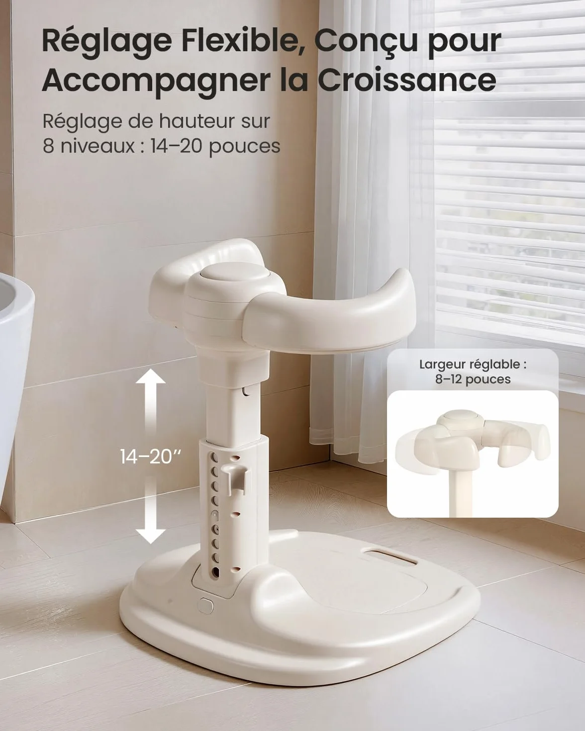 Support Baignoire Bébé Pliable Réglable 6 Mois Base Antidérapante
