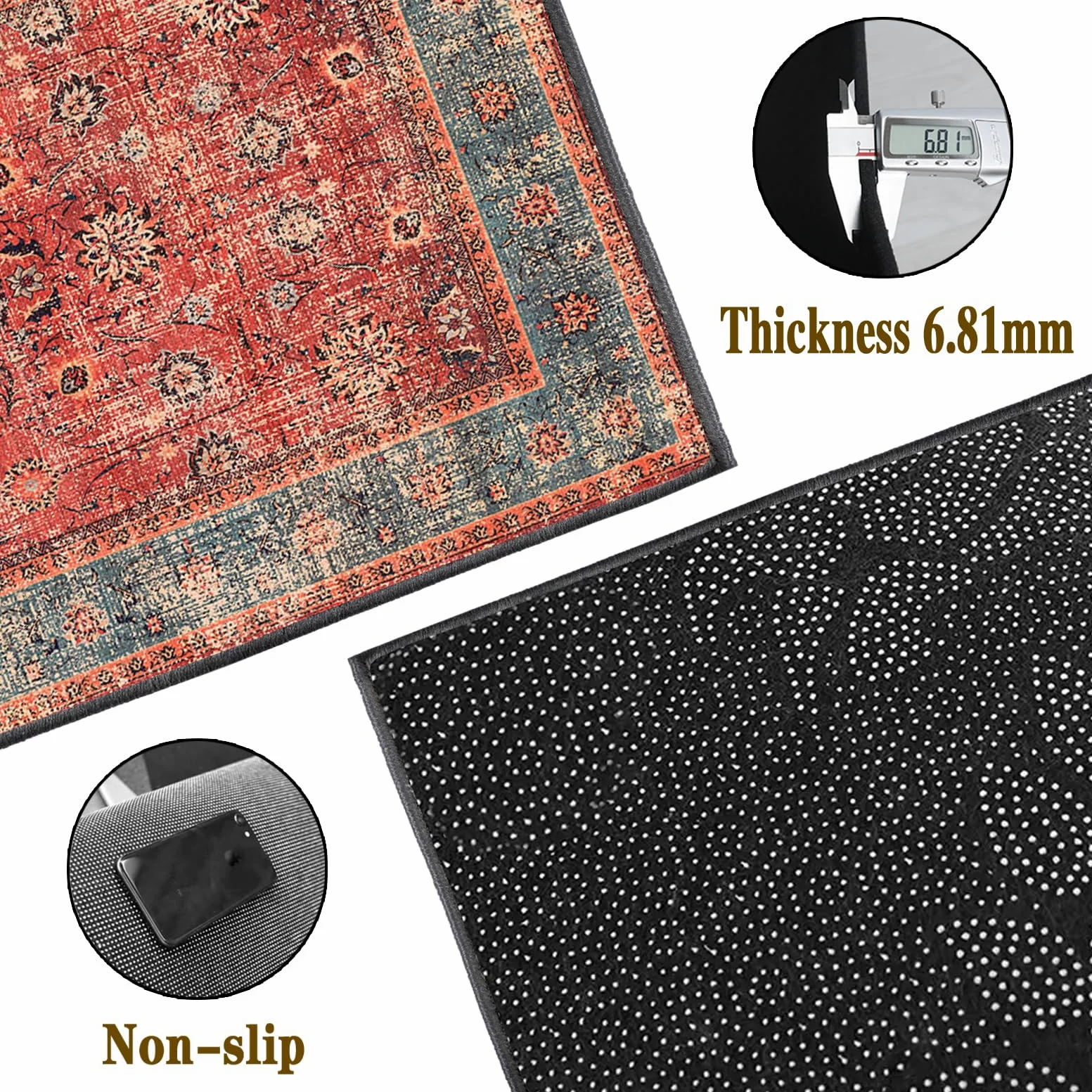 Tapis de Passage Couloir Cuisine Long 80 x 150 cm Tapis Cuisine Devant Evier Antidérapant Lavable Tapis de Sol d'Entrée Intérieur Tapis Couloir Absorbant Paillasson Long Tapis de Porte pour Escalier