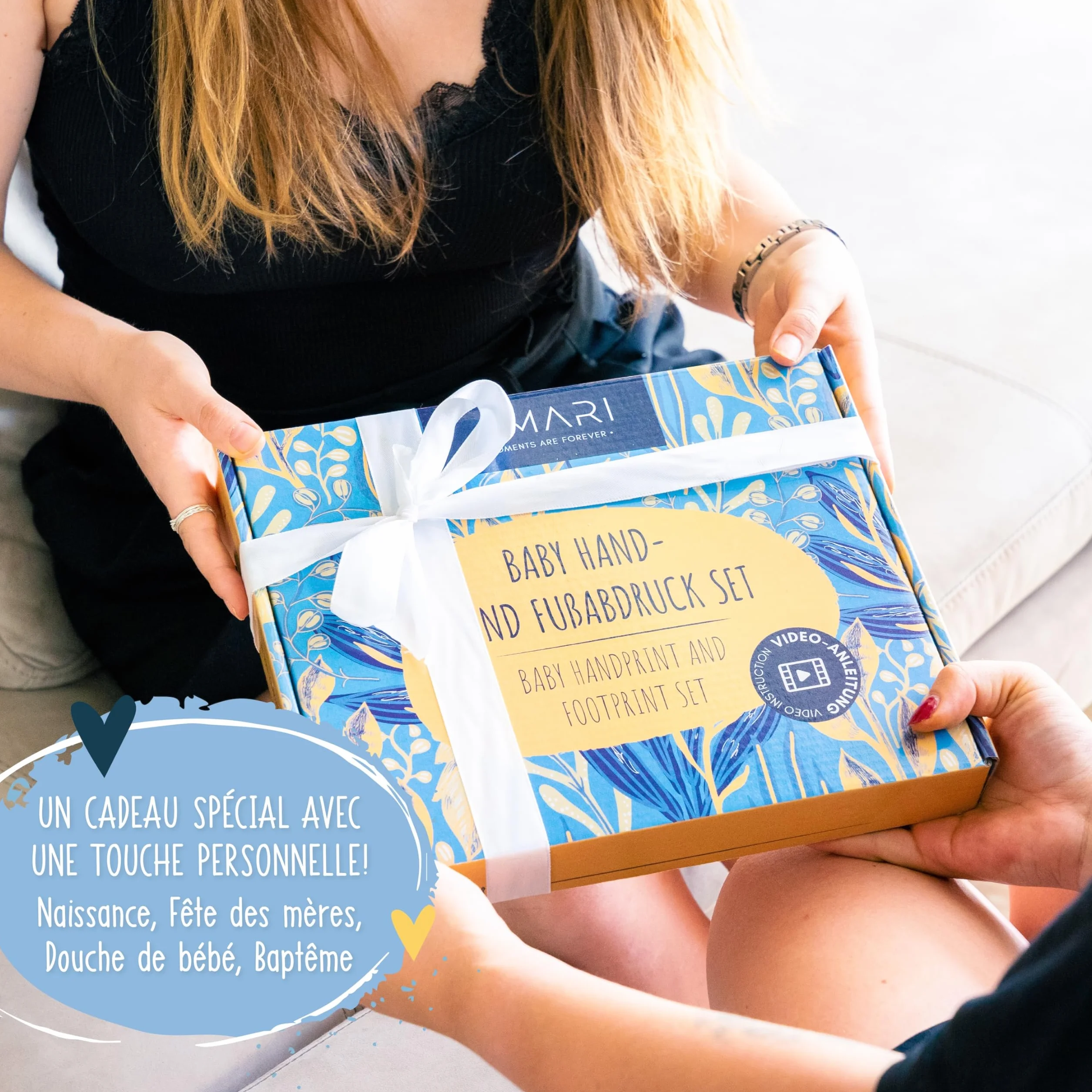 Kit d'empreintes de plâtre pour bébé - Main et pied avec cadre photo - Cadeau de naissance