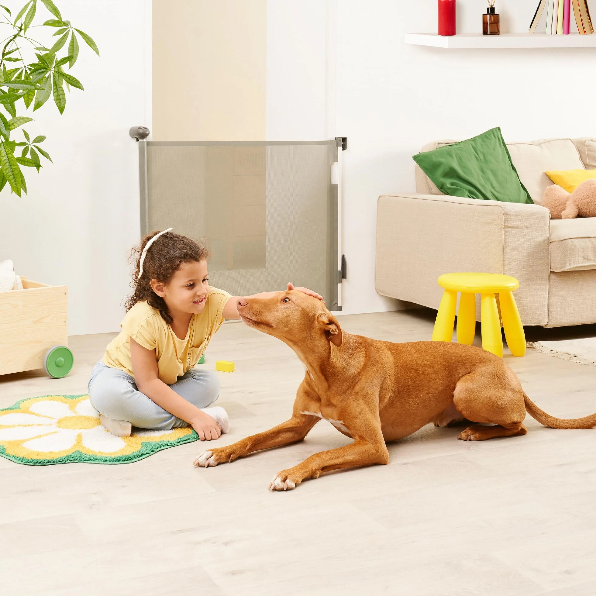 Badabulle Barrière de Sécurité Enfant Safe&Roll - Barrière Rétractable Extensible jusqu'à 140cm - Fixation Vis