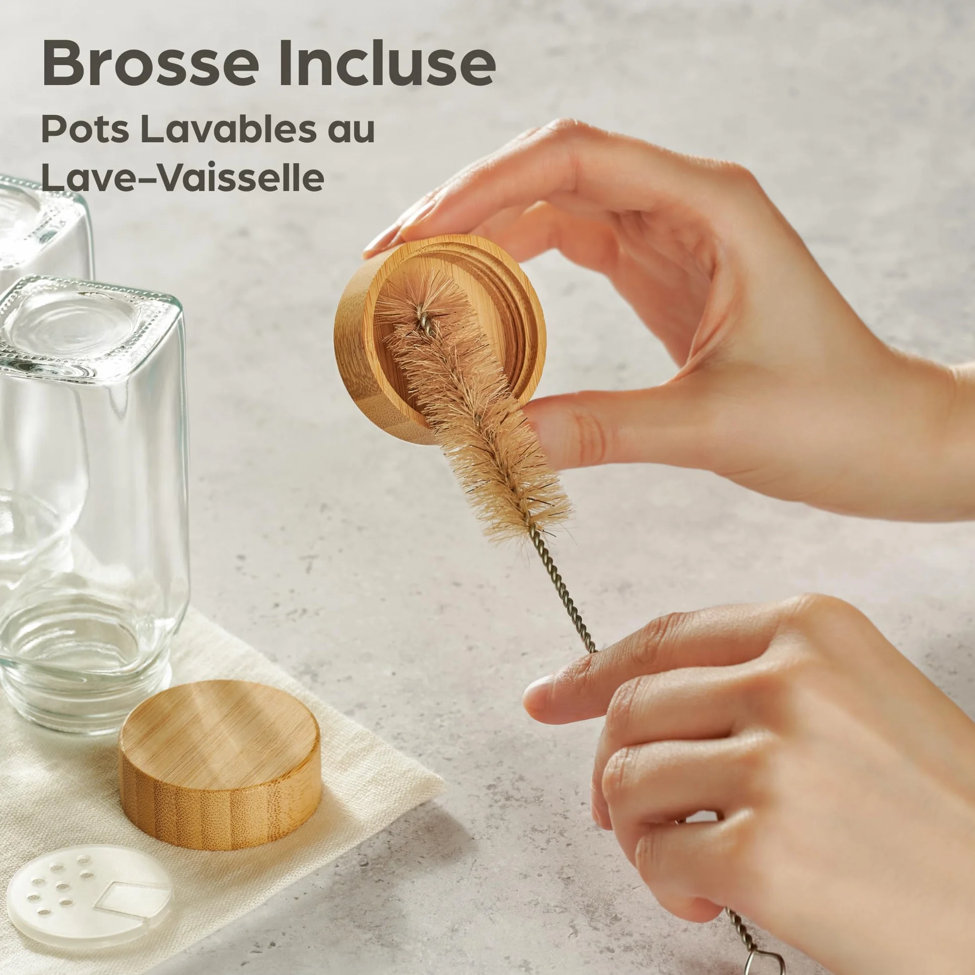 Pot à Épices avec Étiquettes Réutilisables - Lot de 12 x 120ml - Hermétiques - Inclus Brosse de Nettoyage & Cuillère en Bois