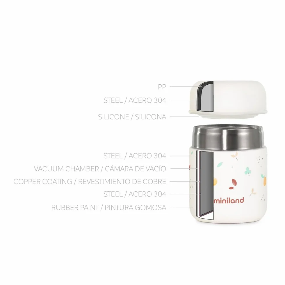 Miniland Thermos Mini Valencia 280ml – Thermos pour aliments bébé, double couche acier