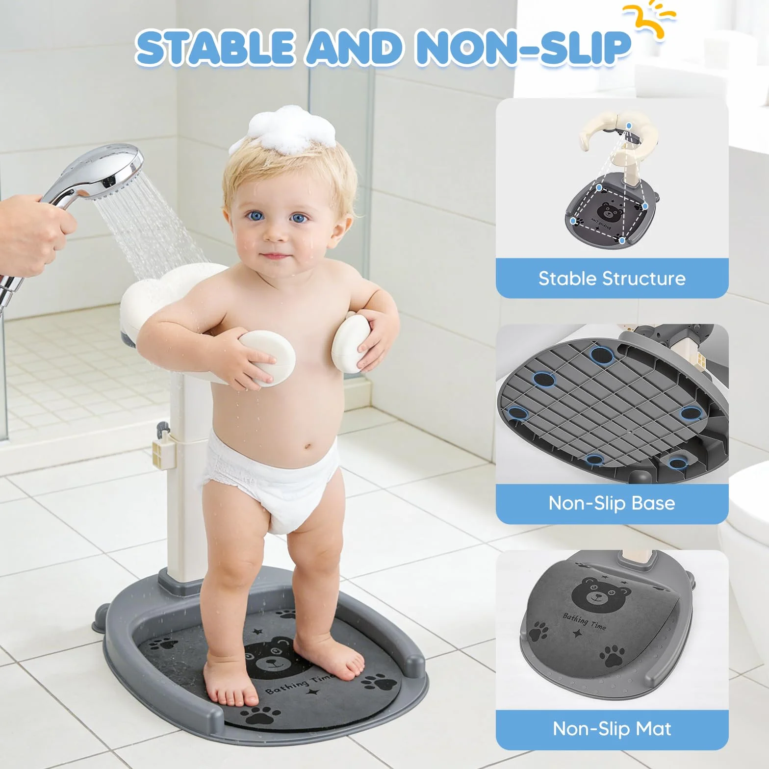 Support de douche pour bébé blanc
