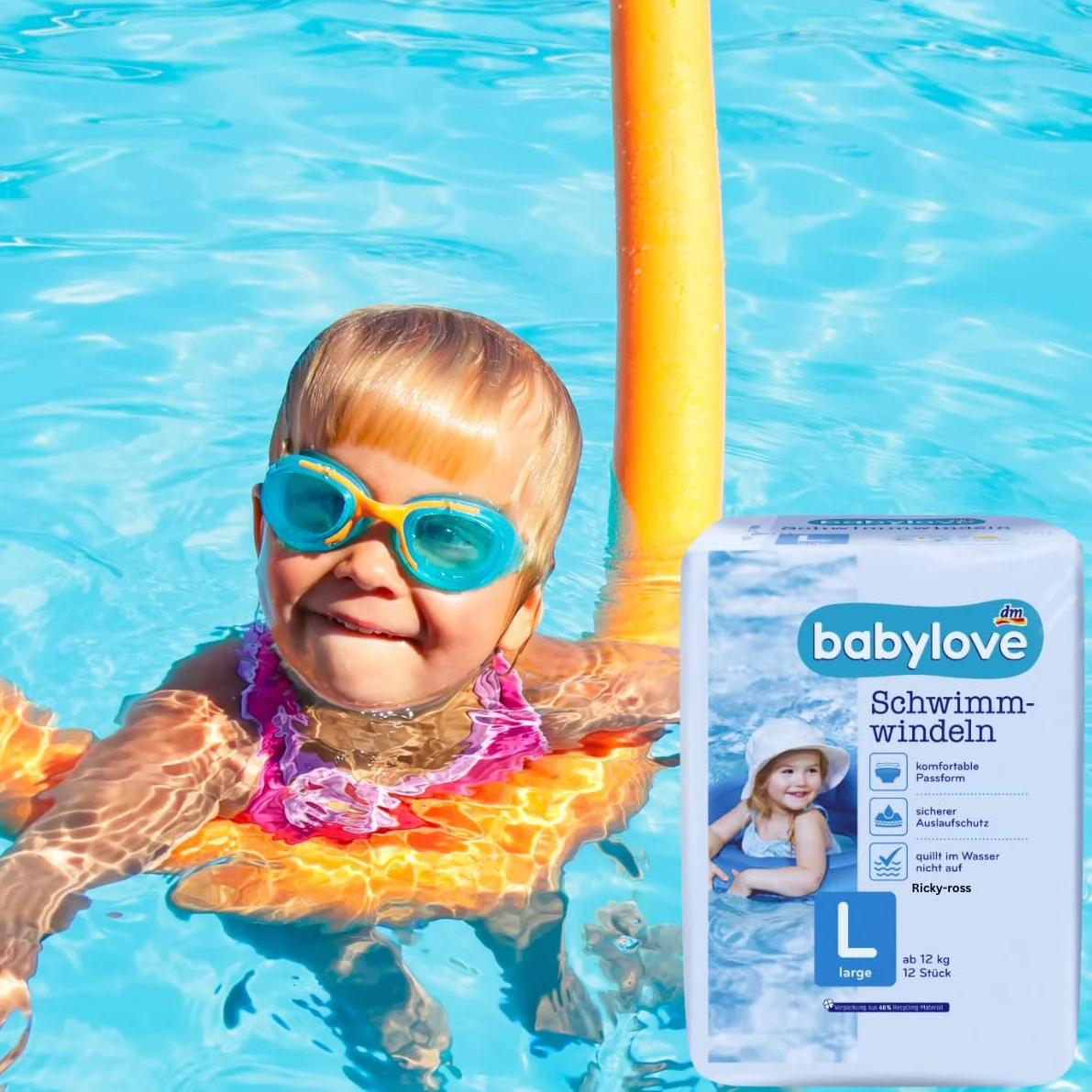 babylove Lot de 12 couches de bain taille L à partir de 12 kg