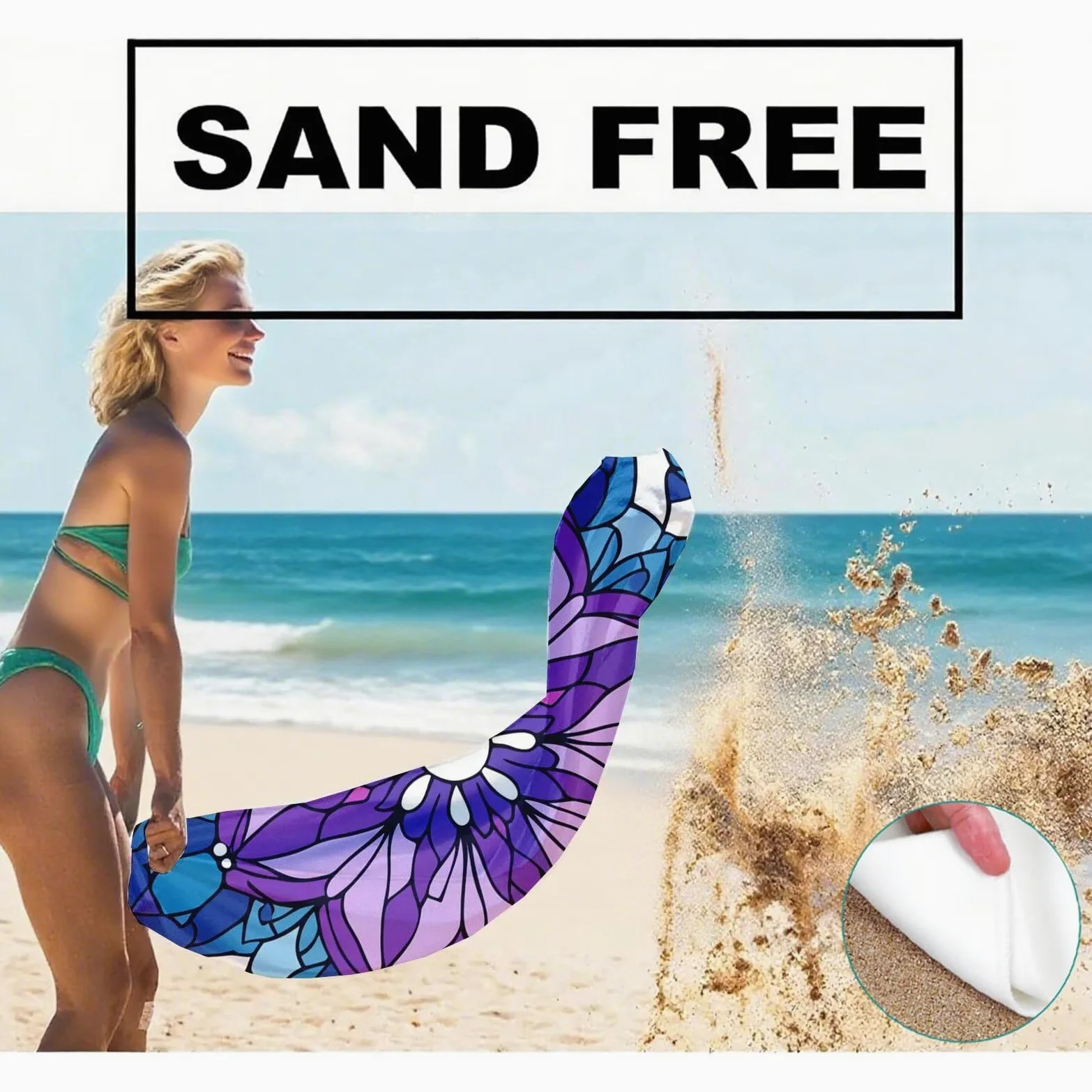 Serviette de Plage XXL 100x200 cm,Mandala Serviette Plage Microfibre avec Séchage Rapide, Anti-Sable, Absorbante Fonction Design pour Vacances Piscine Pique-Nique Voyages Yoga, Cadeau Femme Q-361