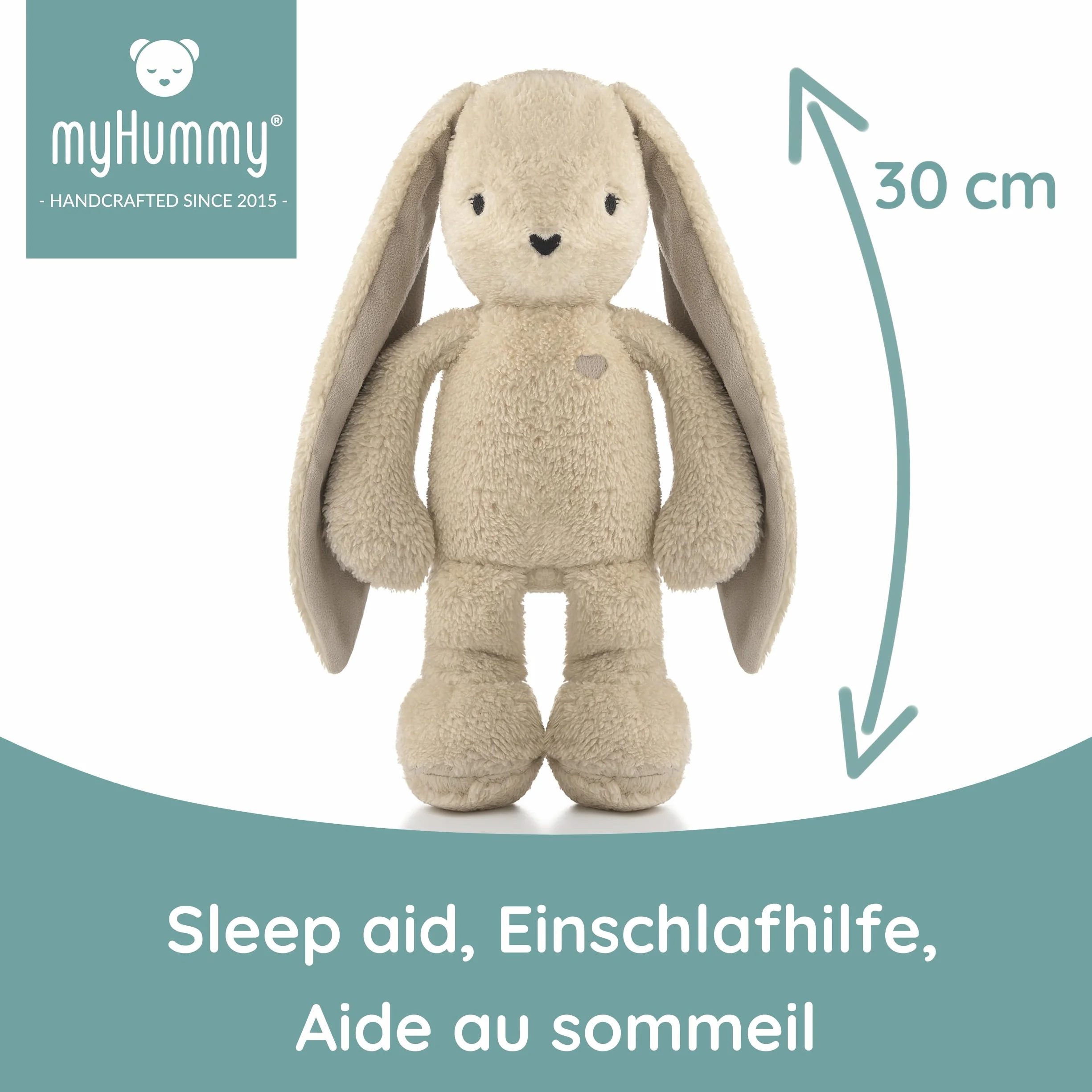 myHummy Ours endormi Bunny beige Duo avec application – Musique & aide au sommeil