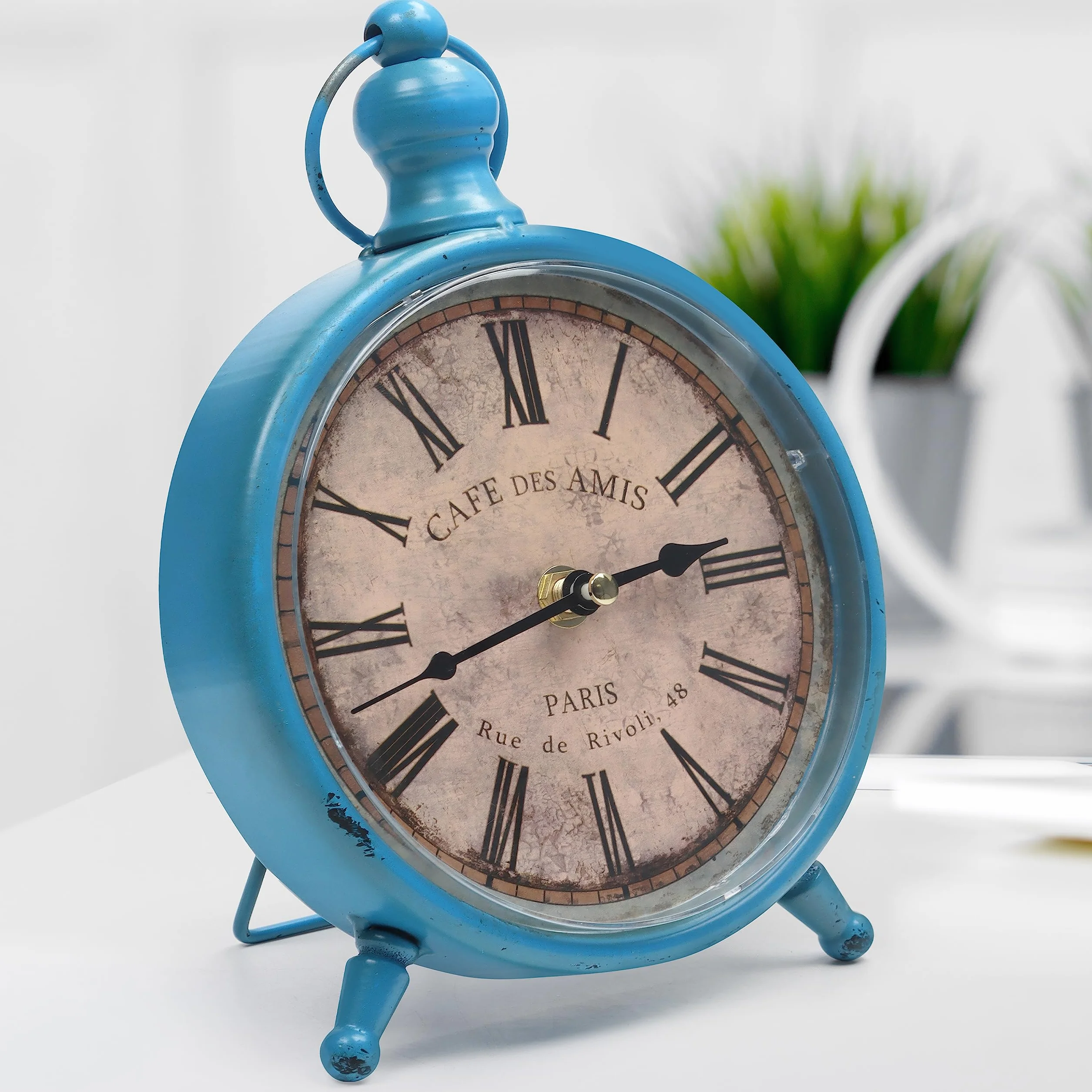 BELLE VOUS Horloge Vintage de Bureau Silencieuse 23 x 15 cm 24H Analogique à Piles