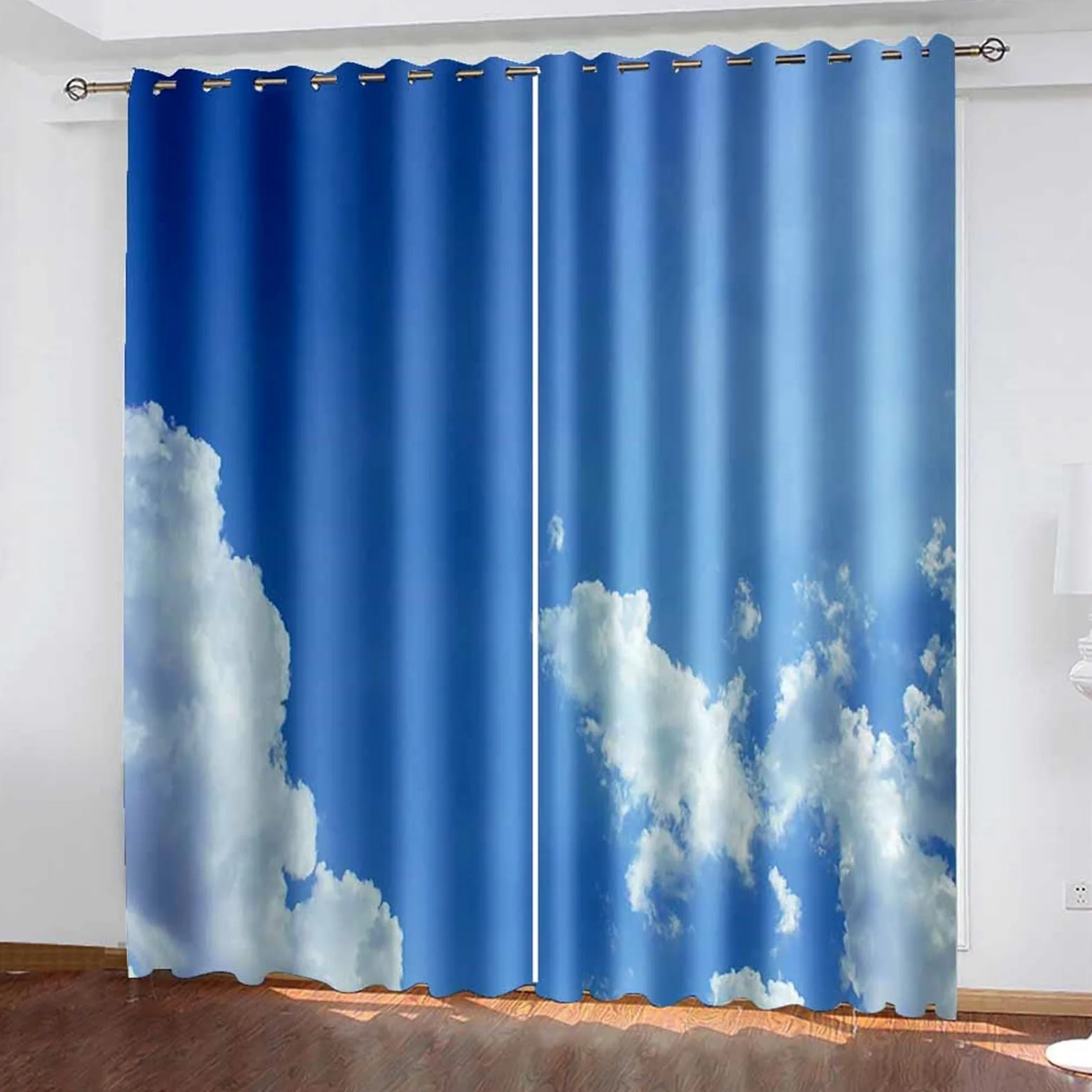 1 Paire Rideau Occultant Fenetre, Rideaux Opaque Occultant à Oeillets Paysage de Ciel et de Nuages Rideau de Fenêtre pour Chambre Salon Intérieurs, 86x214 CM(LxH), Bleu