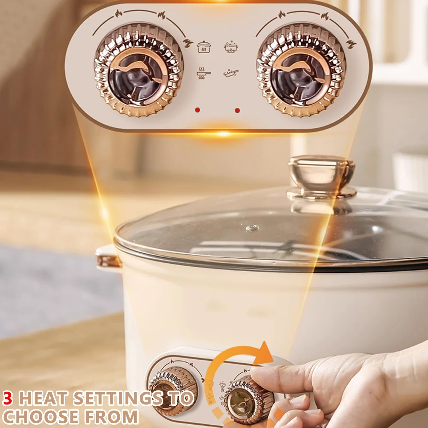 Hot pot électrique 7,5 L Double Récipient 1600 W Mijoteuse multifonctionnel