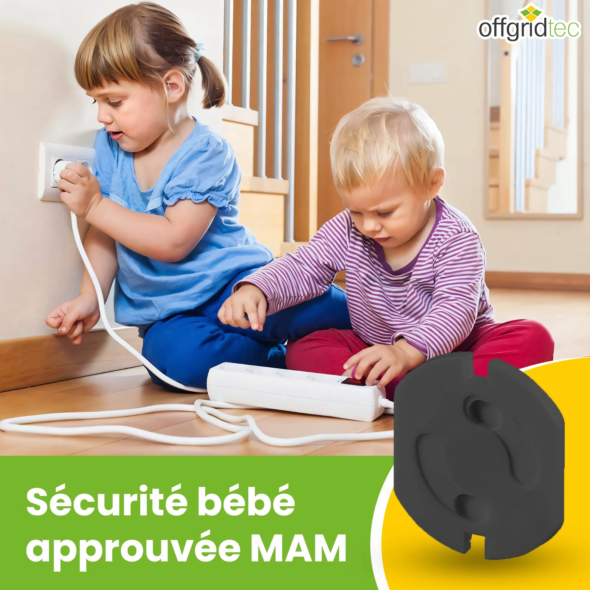 Offgridtec Lot de 20 cache-prises à mécanisme tournant Noir