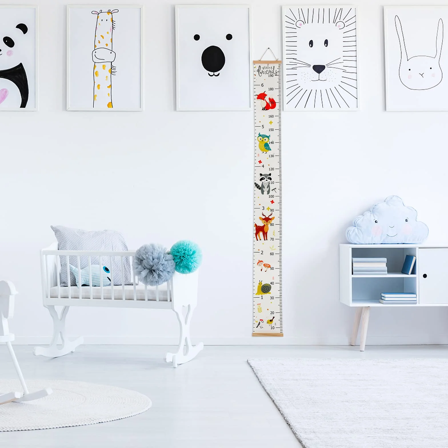 Toise Murale Enfant Bébé à Suspendre Règle Diagramme Croissance Fille Garçon Mesure Hauteur Décoration Chambre Motif Renard
