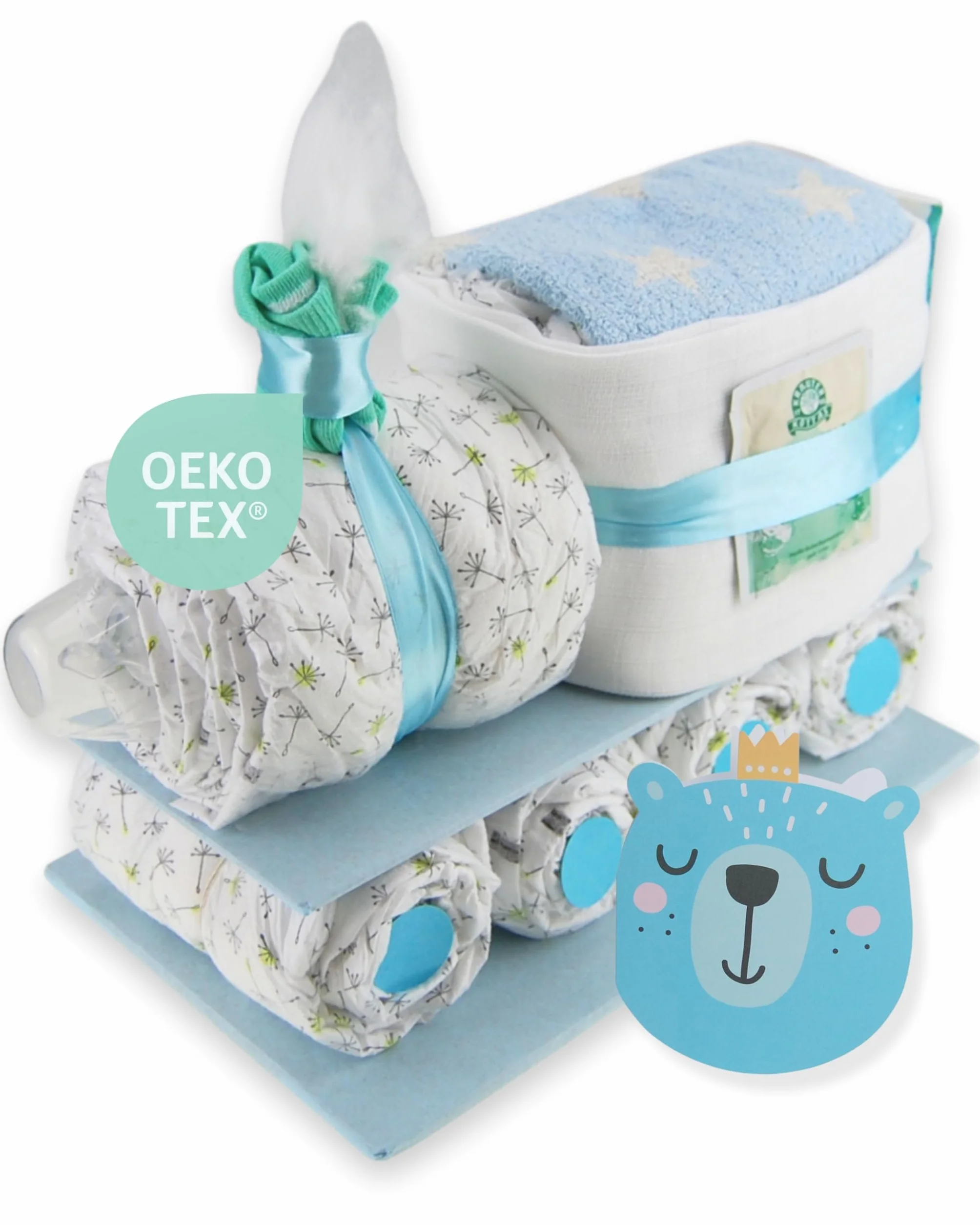 Lillydoo Couches pour garçon Bleu 29 couches Windeltorte fait à la main Cadeau de naissance