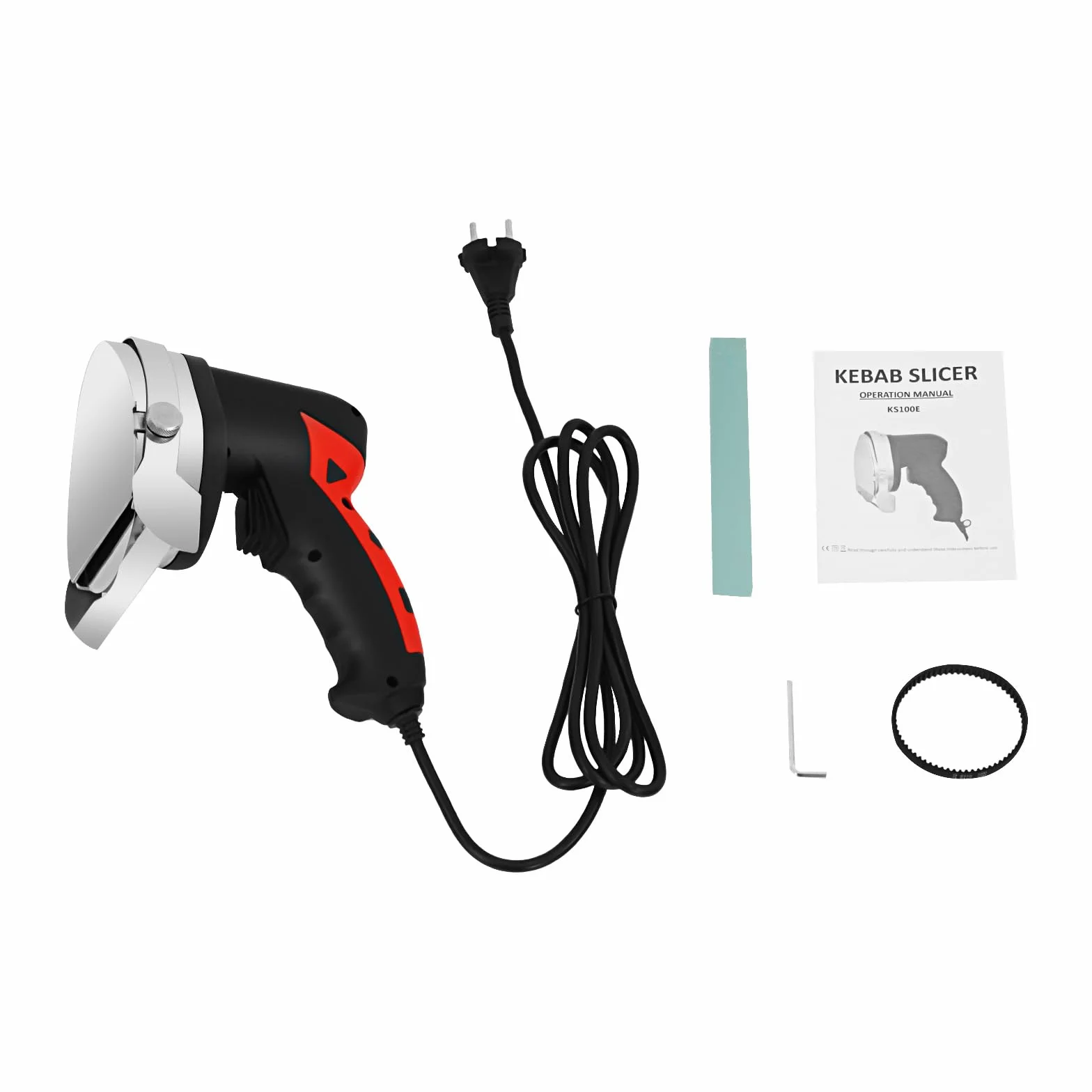 Coupe-kebab électrique 80 W moteur cuivre épaisseur réglable 1-8 mm lames acier inoxydable rouge/noir