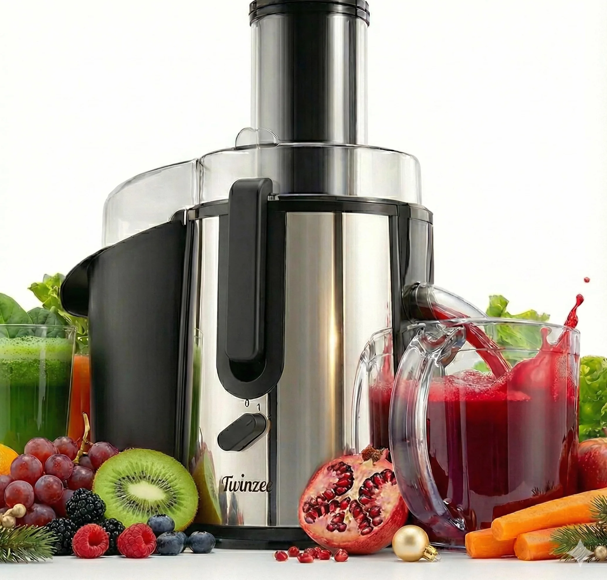 Twinzee Extracteur de Jus Fruits Légumes 850W Centrifugeuse Goulot 75 mm 2 Vitesses