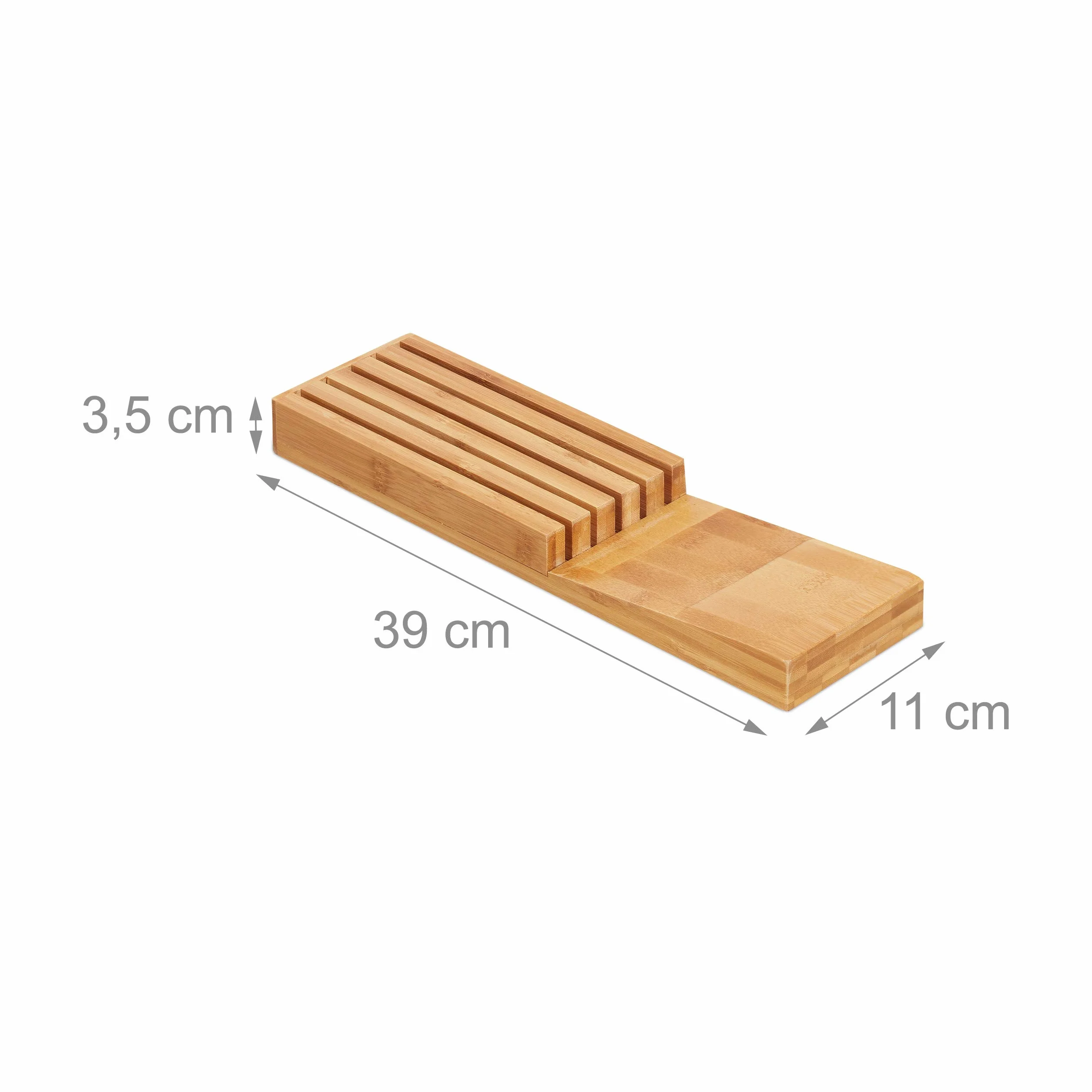 Relaxdays Range de couteaux de cuisine bambou, support pour 5 couteaux, bloc tiroir, 35 x 11 x 39 cm