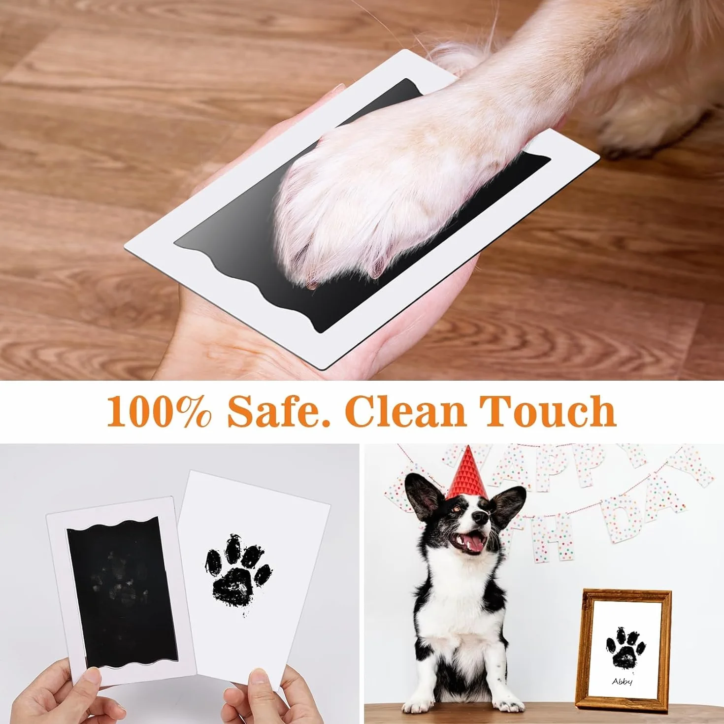 Empreinte Chien Nabance 6pcs Kit Empreinte Chien Chat 12 Cartes Clean Touch Empreintes Bébé Kit Empreinte Pieds et Mains Boîte Cadeau