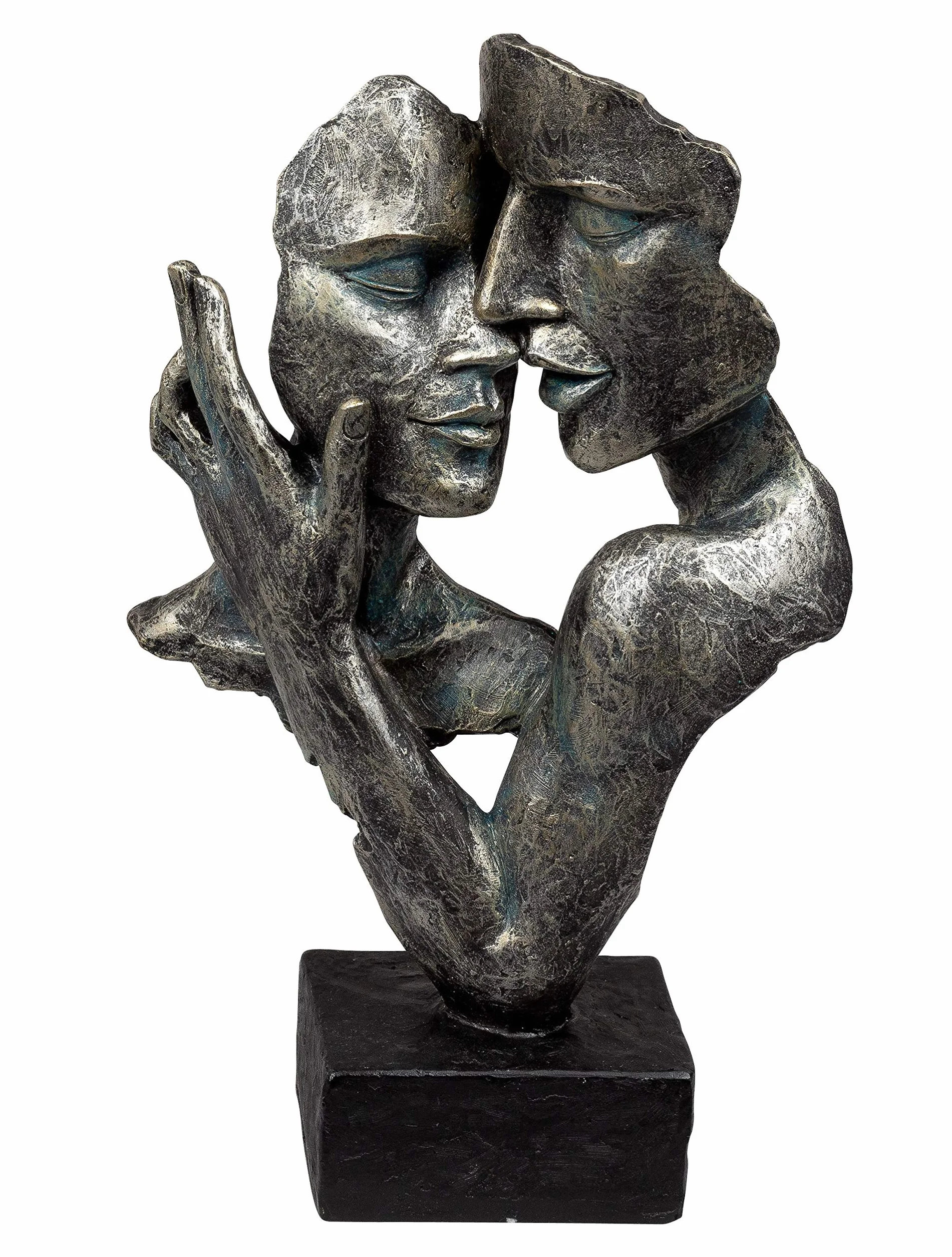 Buste déco Sculpture Couple d'amoureux Pierre reconstituée Couleurs Antiques 32 cm