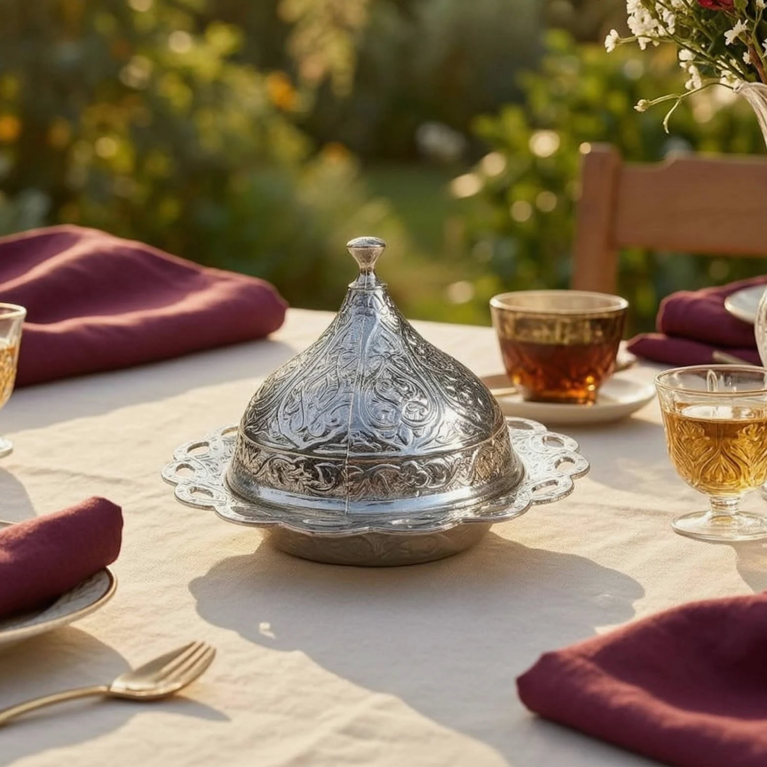Boîte à Sucre Turque Gaufré Sucrier avec Couvercle Vintage Récipient pour Collectionneurs, Extra Large Et Épais