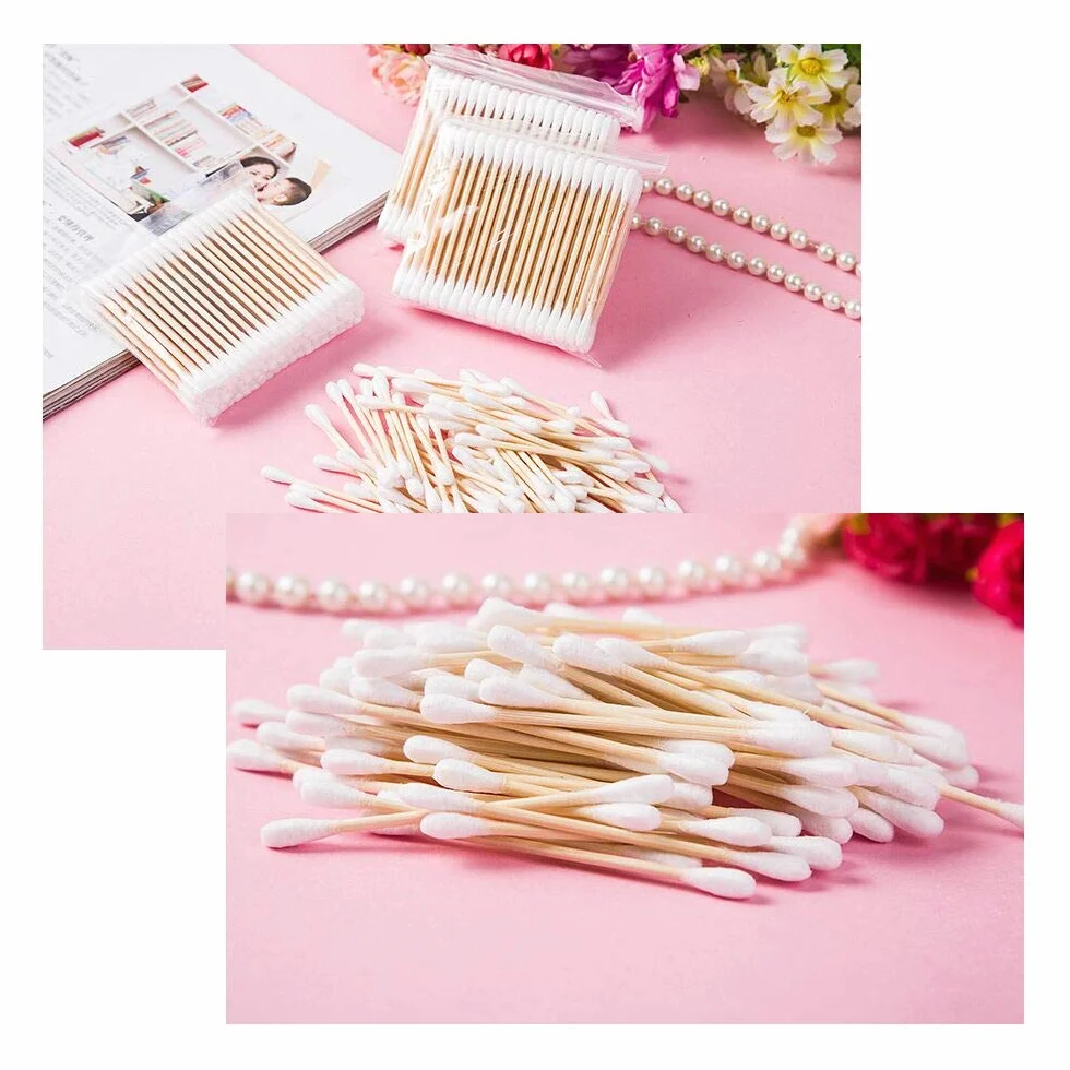 Bourgeons de Coton en Bambou 600 Pièces 6 Paquets Nettoyage Oreilles Biodégradables Double Tête
