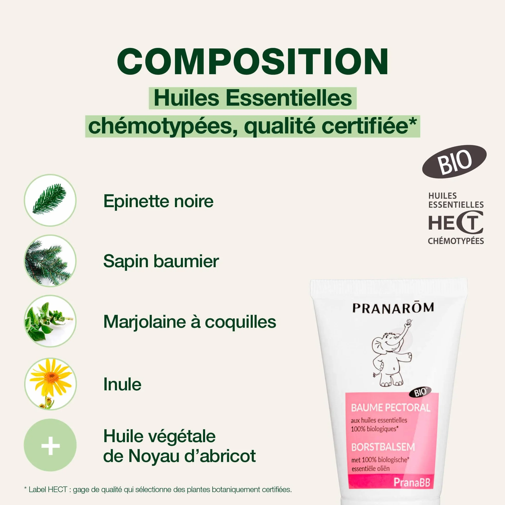 Pranarôm Baume Pectoral Bébé Huiles Essentielles Bio Vanille Madagascar 40 ml