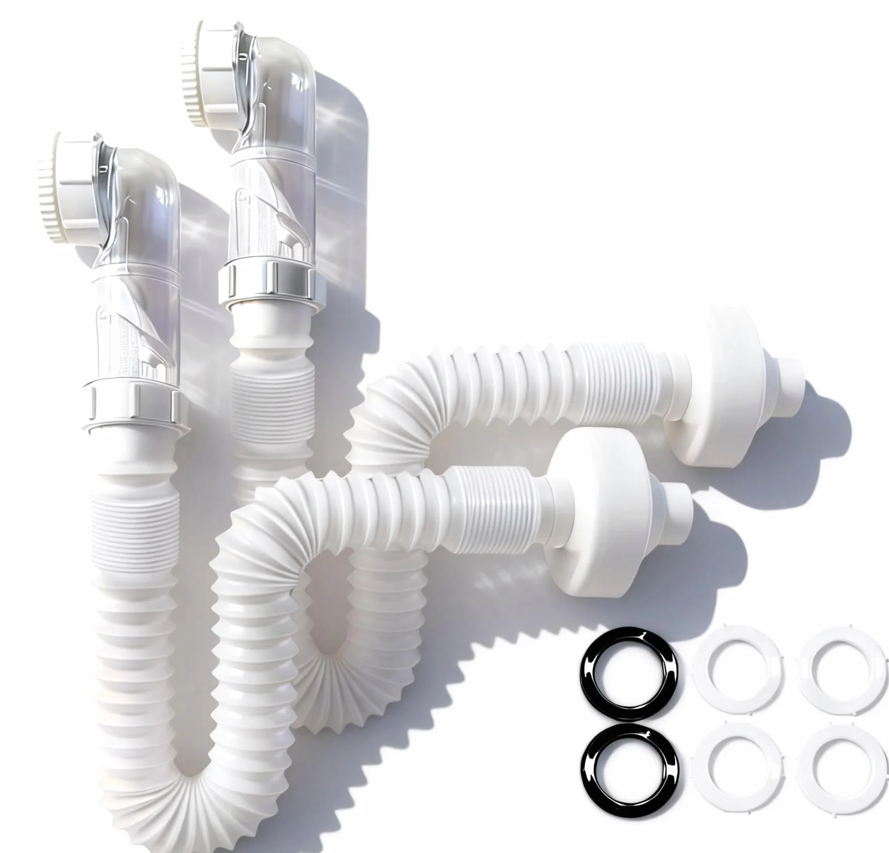Siphon Lavabo Extra Plat Réglable 1 1/4" Anti-Odeurs Blanc