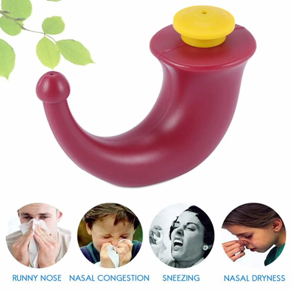 Lot de 2 Pots Neti pour Rinçage Nasal, 200 ML Irrigation Sinusale, Rhino Horn