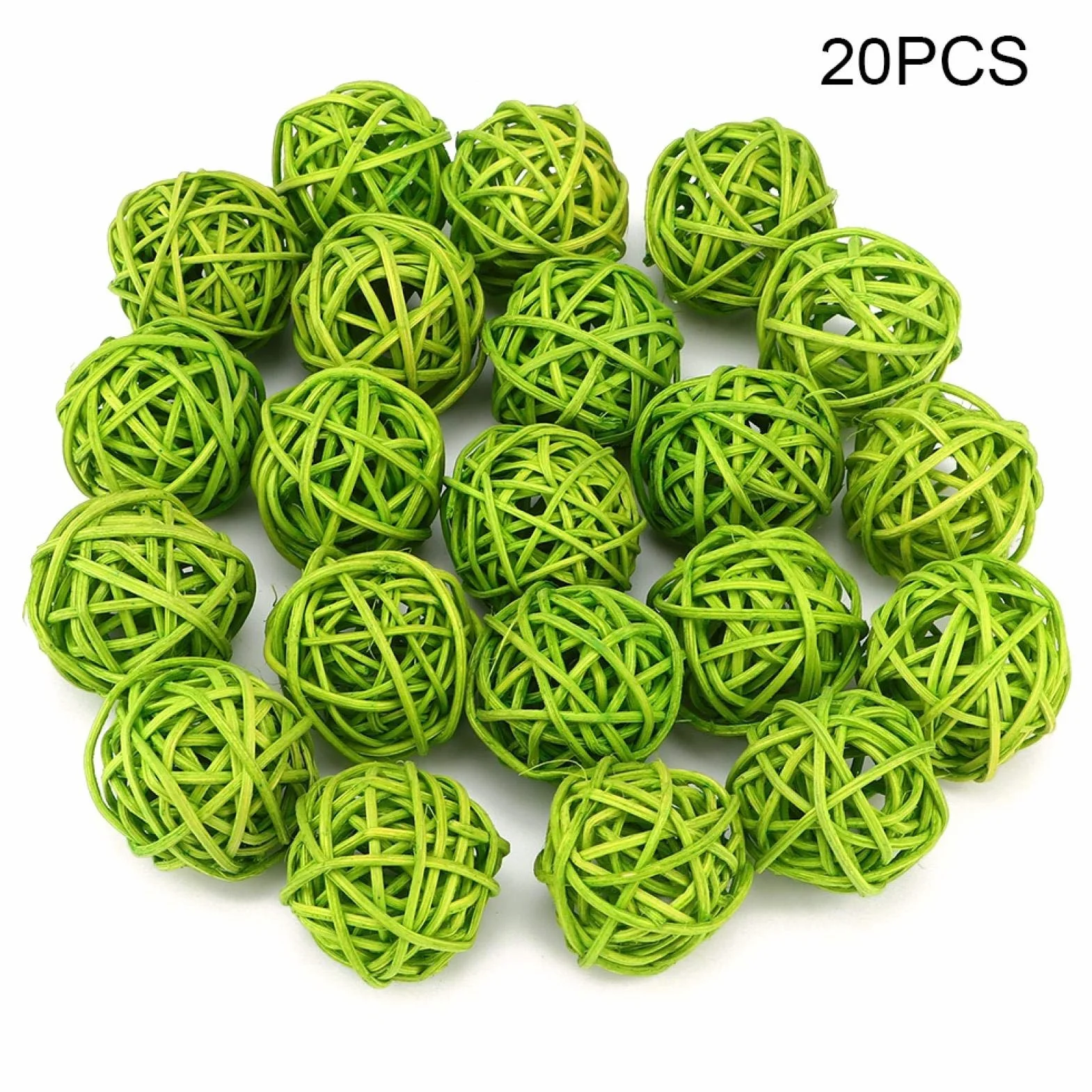 Boules de rotin en Osier, remplisseurs de Vase orbes décoratifs 20pcs Vert