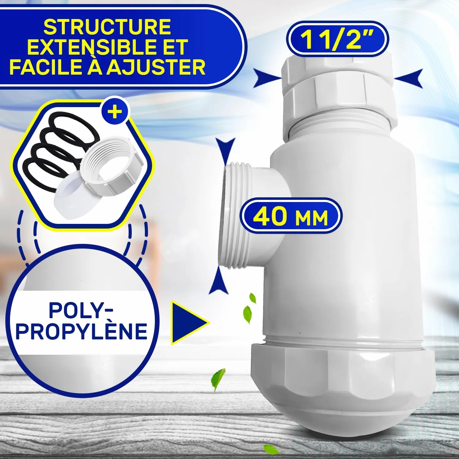 Siphon Lavabo 1 1/2" 40 mm Polypropylène MONTERAL