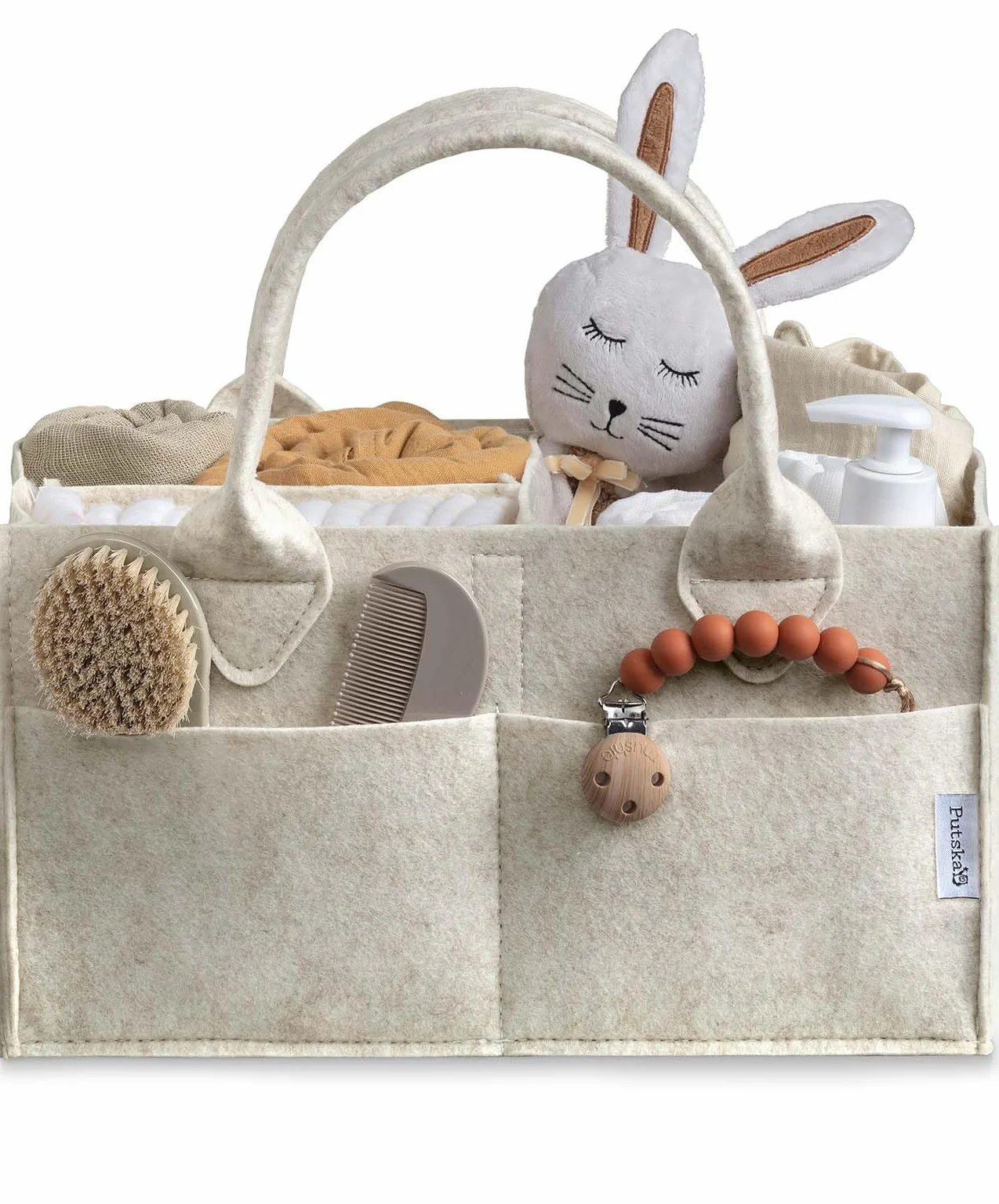PUTSKA Organisateur Caddy à Couches Bébé Panier Rangement Table à Langer Blanc