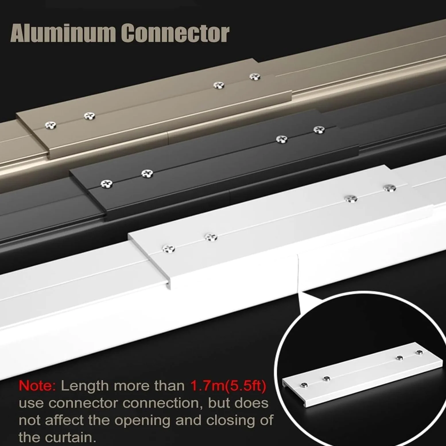 Générique Rail de Rideau Robuste en Alliage D'aluminium, Tringle À Rideaux Coulissante pour Plafond et Mur, Séparateur de Pièce 100-500cm(Size:1.5M,Color:Blanc)