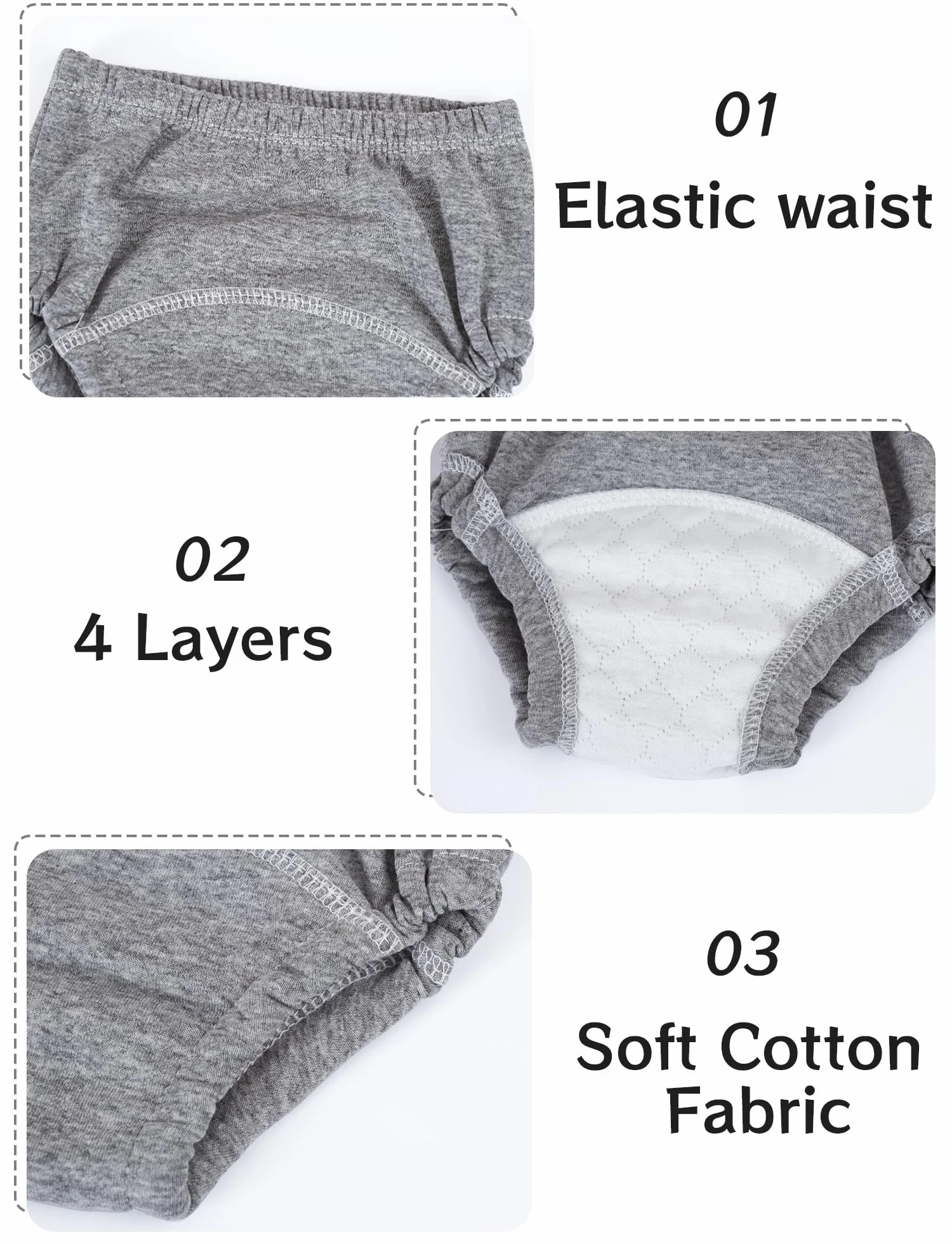 Happy Cherry Lot de 6 Culotte d'apprentissage en Coton pour Garçon, Lavable, Réutilisable, Entraînement à la Propreté Enfants 6 Mois-3 Ans