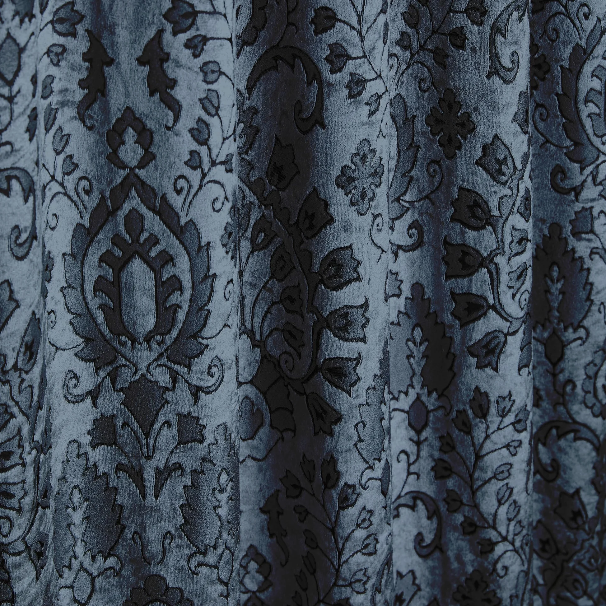 Curtina - Rideaux damassés en Velours Bleu Marine - 168 x 229 cm - 2 embrasses incluses - 2 Panneaux - Tissé en Bleu Marine - Rideaux de Luxe