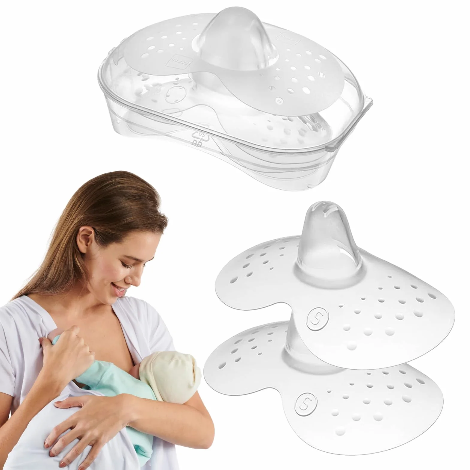Lot de 2 tétines d'allaitement Mam taille S avec étui contact peau