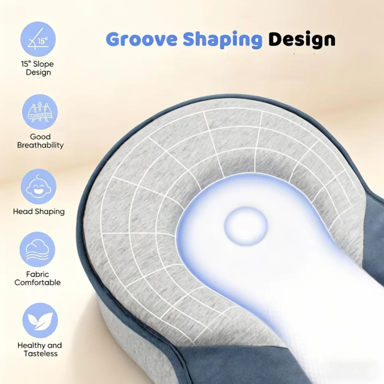 Coussin d'allaitement ergonomique avec appui-tête en modal, housse amovible lavable, surface inclinée 15°