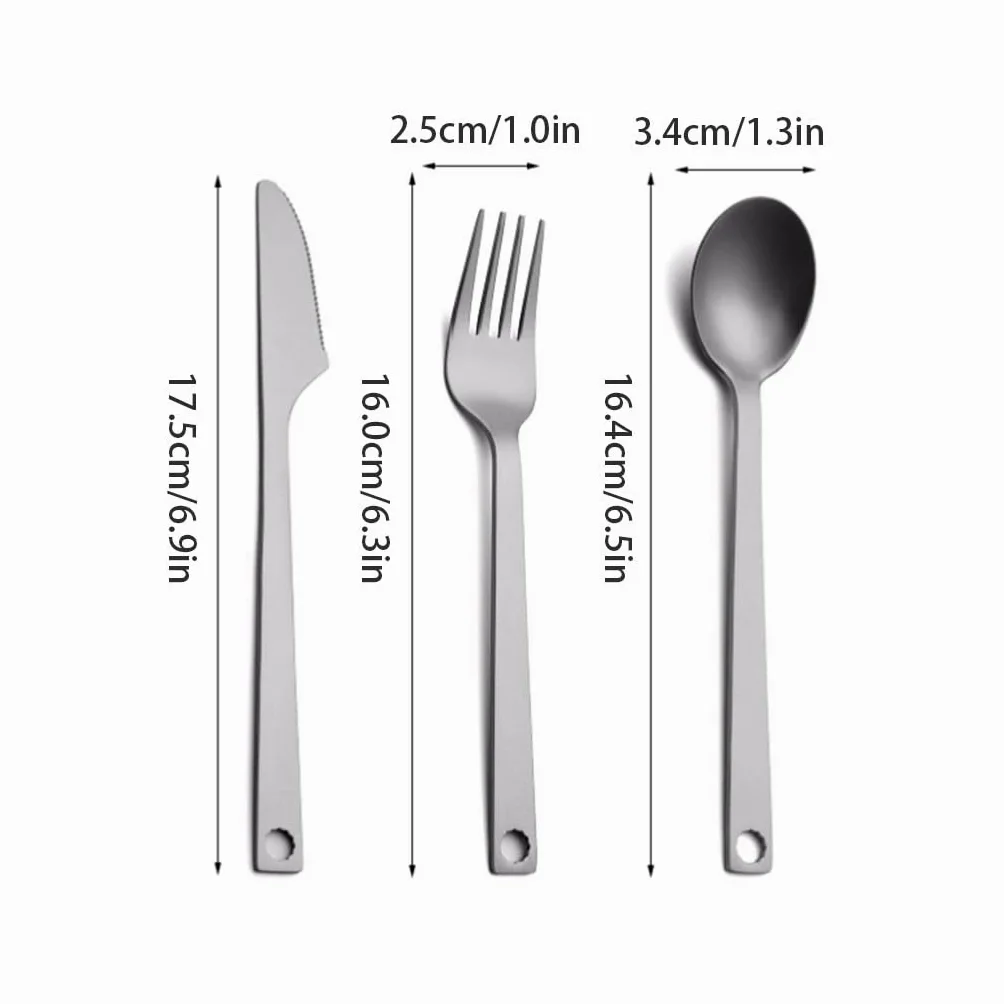 Beau Couverts en Alliage de Titane, Couteau, Fourchette et cuillère, Ensemble de Couverts de Cuisine Domestique, Vaisselle Portable de Camping en Plein air (Argent) Pratique