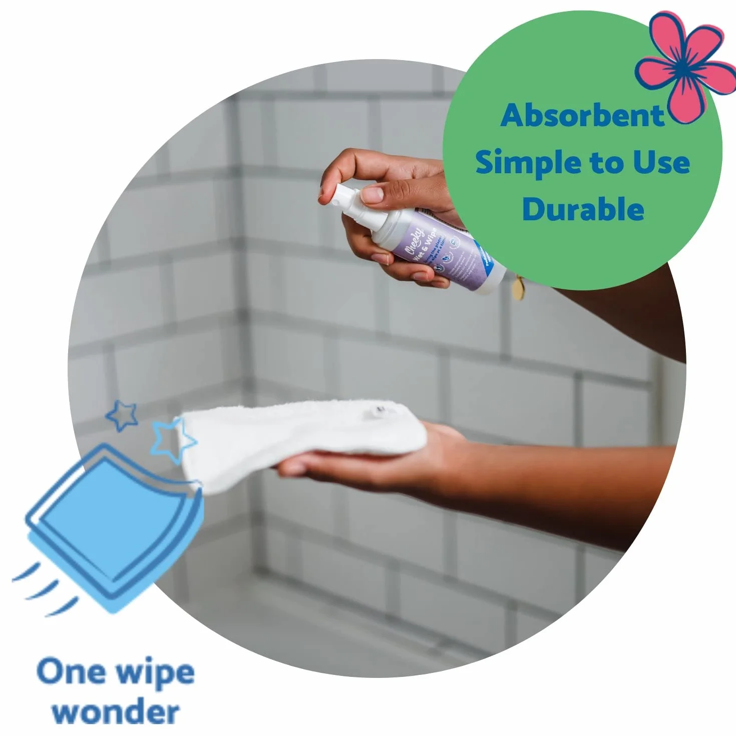 Cheeky Wipes Lot de 25 lingettes en coton bio épais 15 x 15 cm réutilisables extra douces