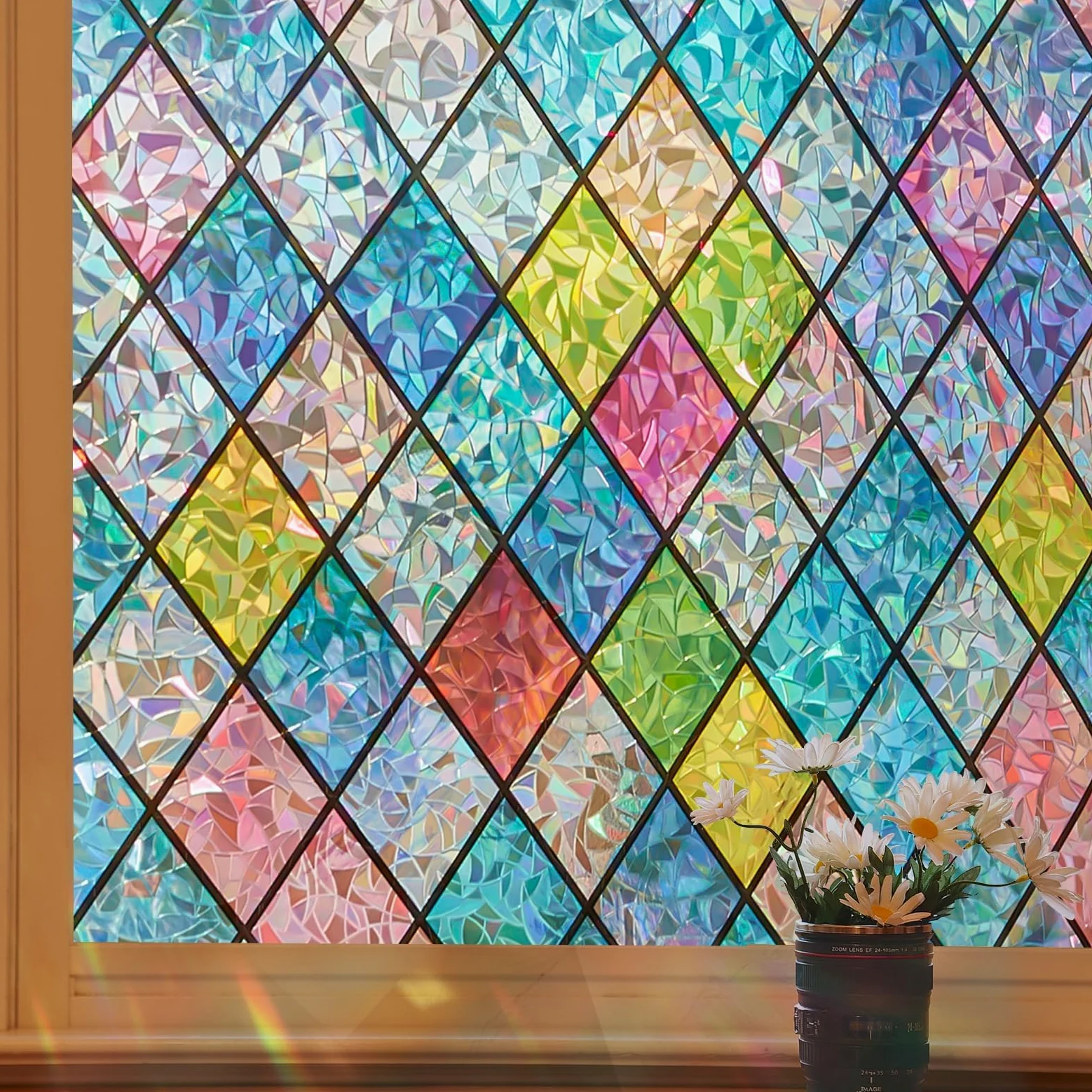 Beautysaid Film de fenêtre en Verre dépoli avec Motif Arc-en-Ciel, Anti-UV, Statique, sans Colle, pour Maison, Chambre à Coucher, Salle de Bain, Bureau, 60 x 400 cm