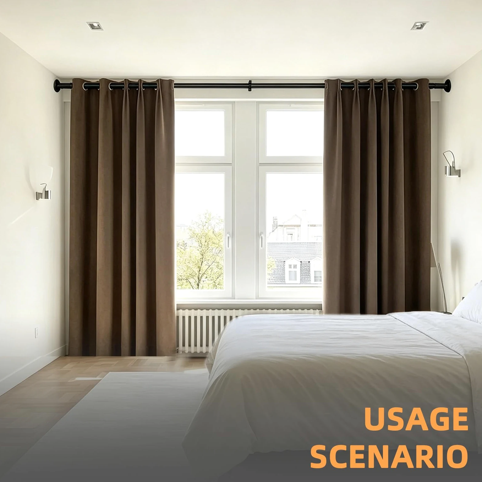 Tringle à rideau de douche de 75 à 115 cm, 32 mm, extensible, sans perçage, avec base antidérapante, 1 section télescopique pour salle de bain, chambre à coucher, séparateur de pièce, extérieur, noir