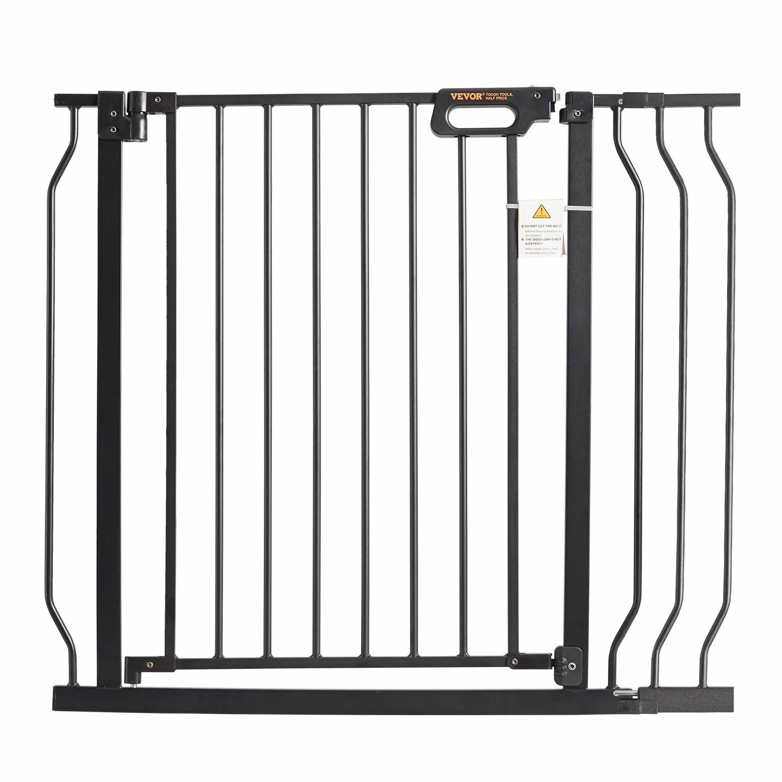VEVOR Barrière de Sécurité Extensible 75-99 cm Hauteur 76 cm Fermeture Automatique sans Perçage Noir