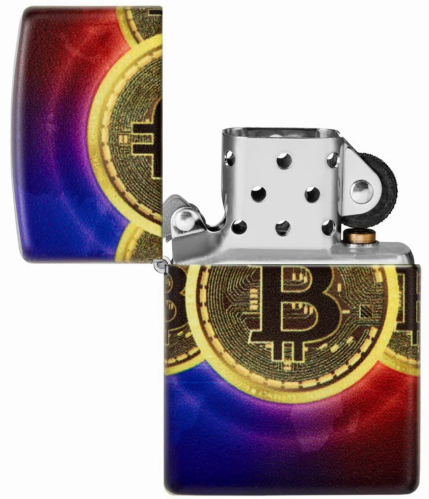 Zippo Briquet Tempête - Modèle Bitcoin - 540 Color Impression en Multicolore - Rechargeable - Réutilisable - Design Coupe-Vent - Coffret Cadeau - Fabriqué aux États-Unis