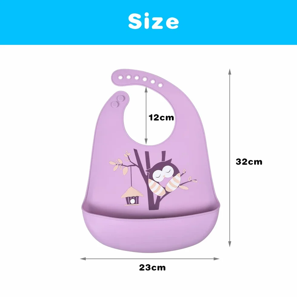 Vicloon Bébé Bavoir Silicone Souple Lot de 2, Bavoirs Étouches Imperméables, Tour de Cou Ajustable