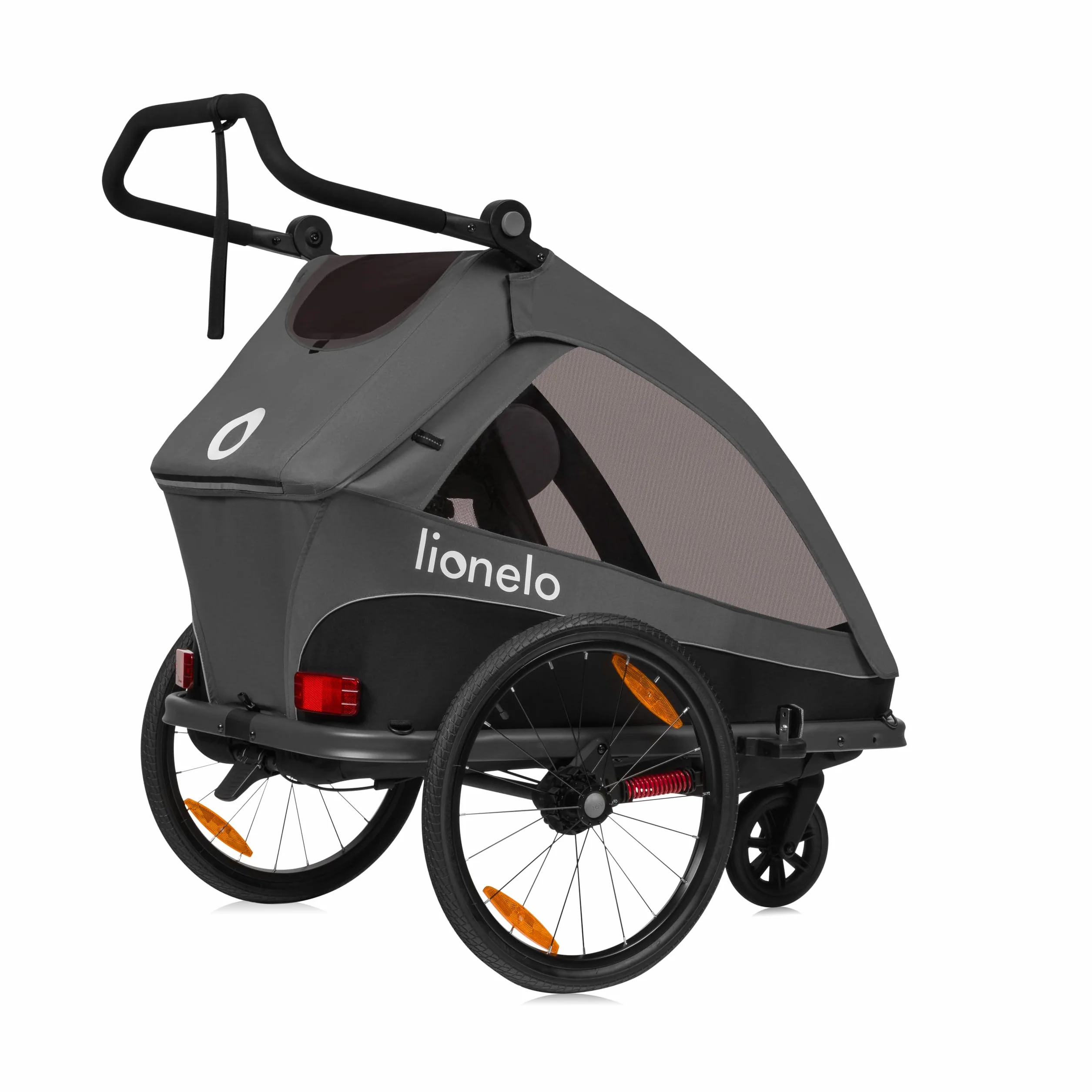 LIONELO CAMA Remorque vélo 2 en 1 poussette enfants 6 mois-6 ans 2x22 kg suspension grandes roues auvent étanche