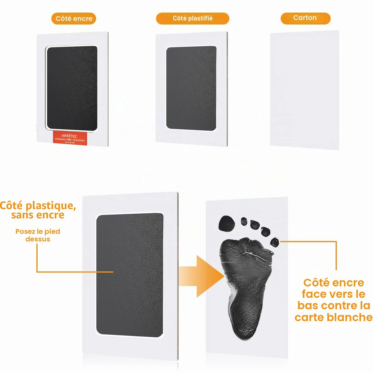 Kit Empreinte Bébé Main Pied 4 Pièces, Encre Empreinte Animaux Noir
