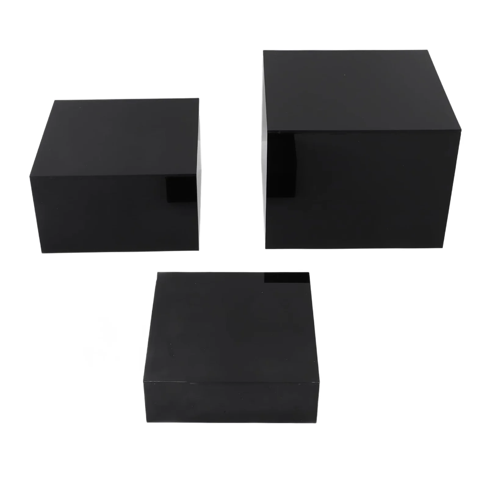 ZJchao Présentoirs à Dessert en Acrylique, 3 pièces Présentoirs élévateurs en acrylique nidification cubique Presentoir Aperitif Buffet Cube pour Table à desserts Tables de Buffet aliments (Noir)