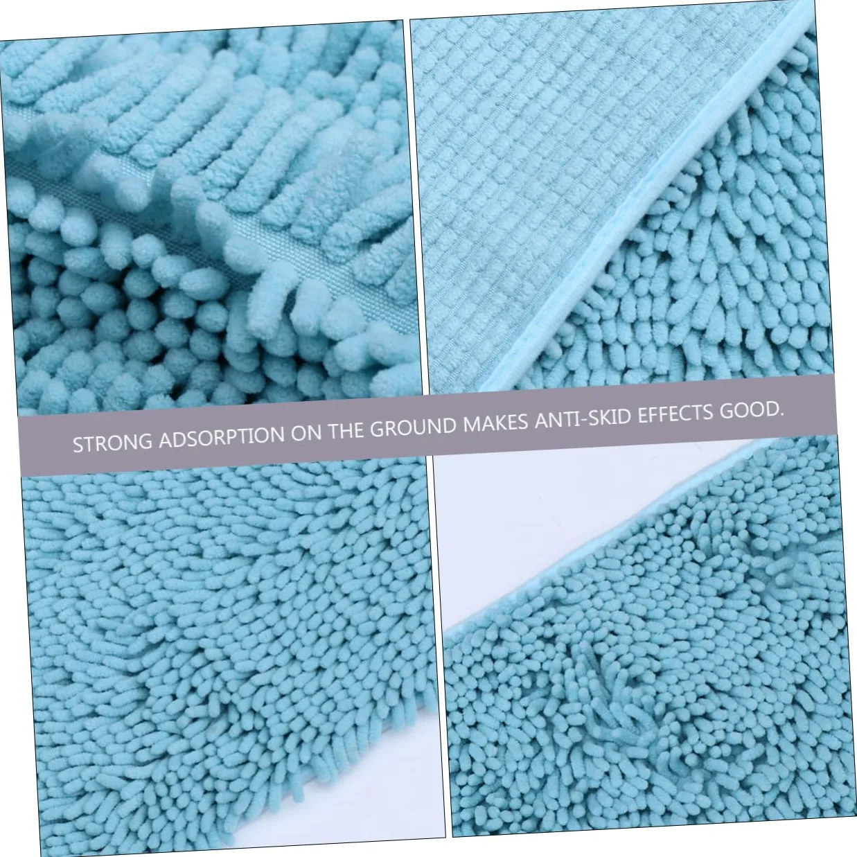 Tapis de Bain Absorbants et Antidérapants Bleu en Chenille Lot de 2 Faciles à Nettoyer, pour Salle de Bain Cuisine