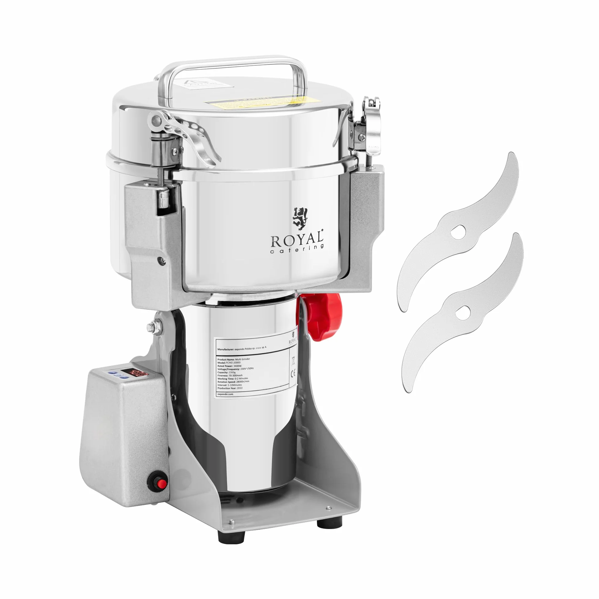 Royal Catering RCMZ-2000D Moulin à épices électrique 3400 W 2000 g