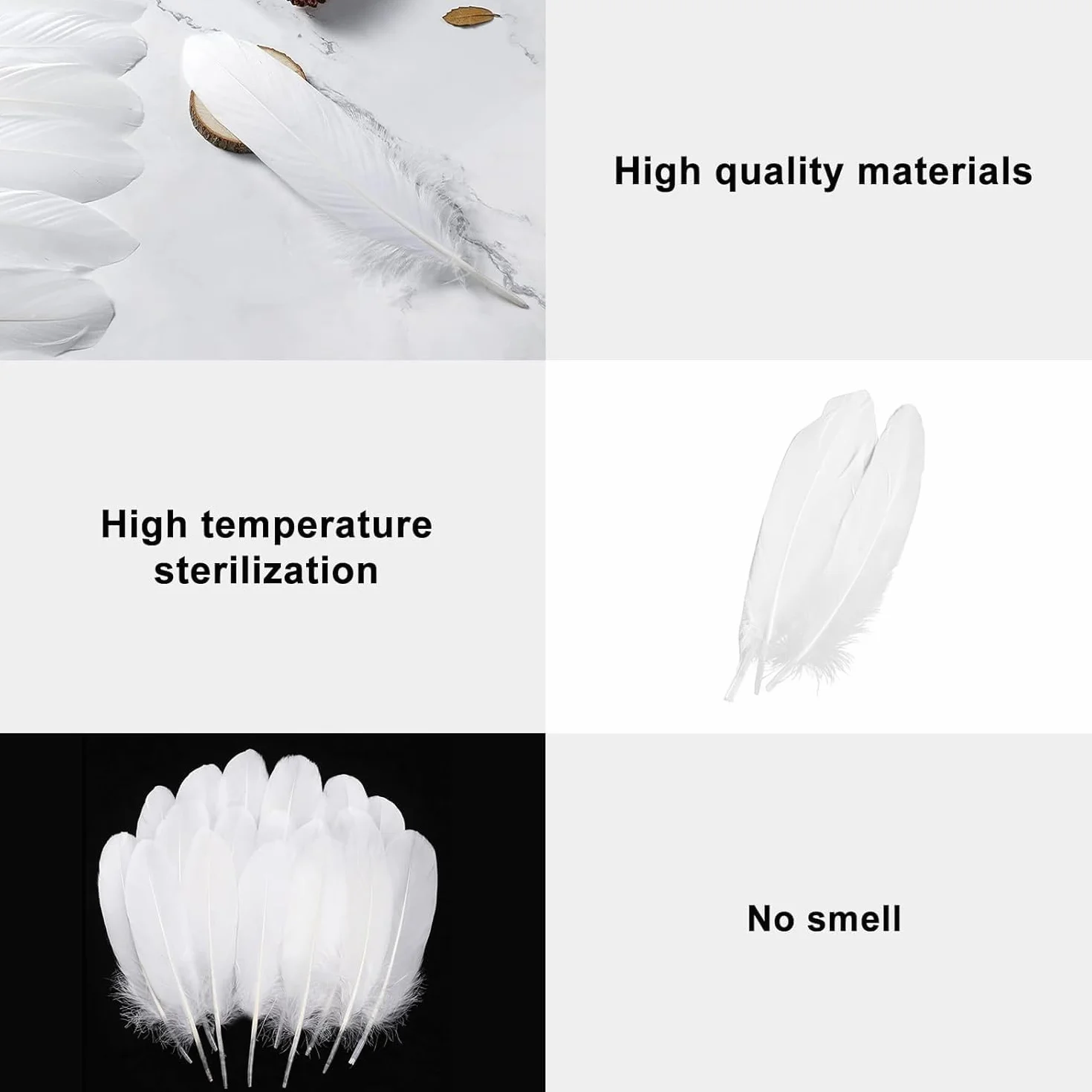 JOYOLA 100 Plumes Blanches Naturelles d'Oie pour Décoration DIY Mariage Noël