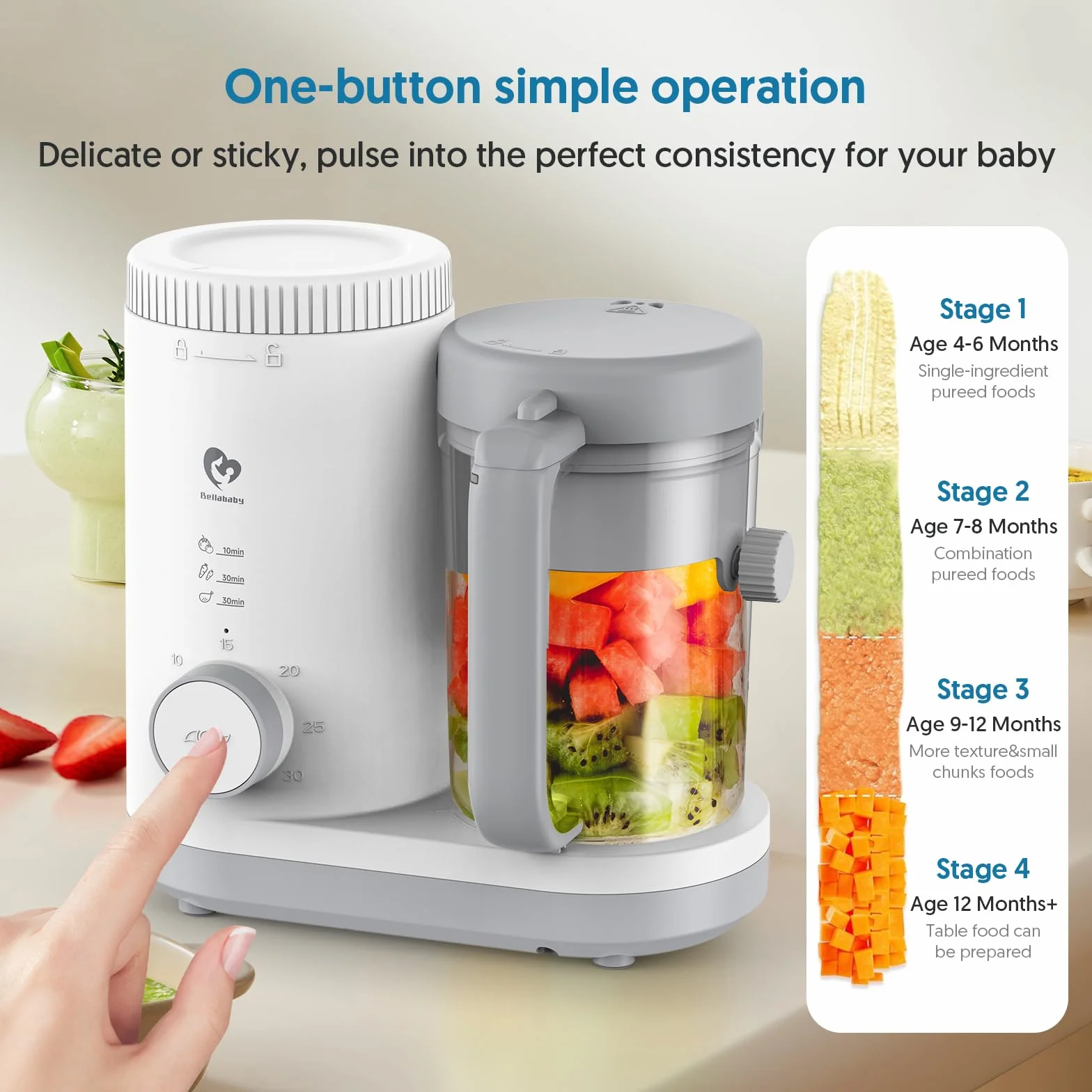 Robot Cuiseur Mixeur Bébé avec Panier à Vapeur Réversible, Cuiseur Vapeur Bébé