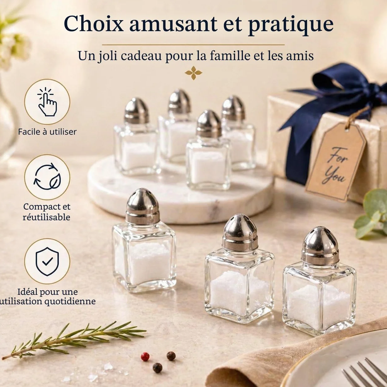 Lot de 30 mini salières et poivrières | Moulins à poivre et sel portables compacts pour voyage maison